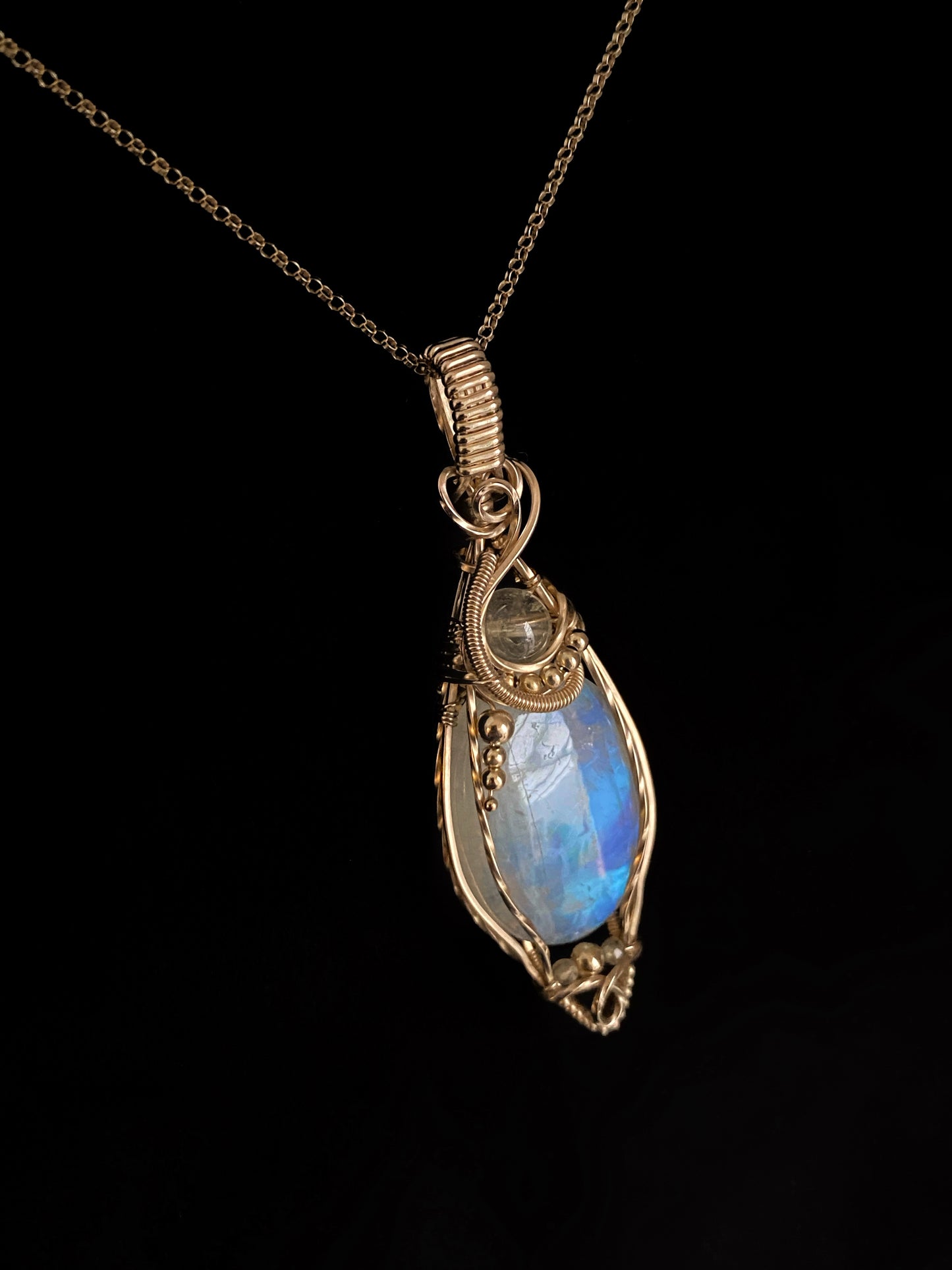 Rainbow Moonstone & Citrine Necklace