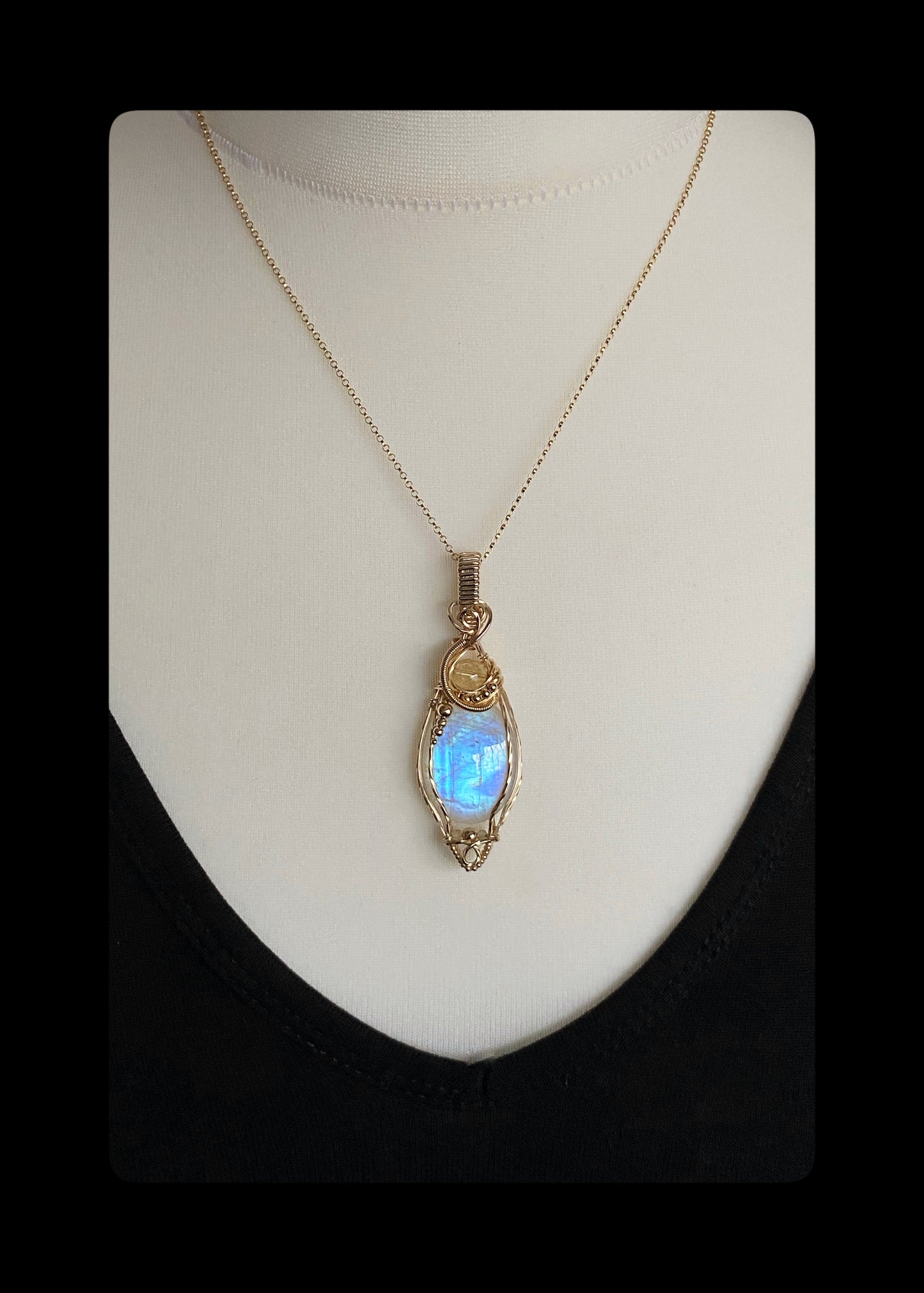 Rainbow Moonstone & Citrine Necklace
