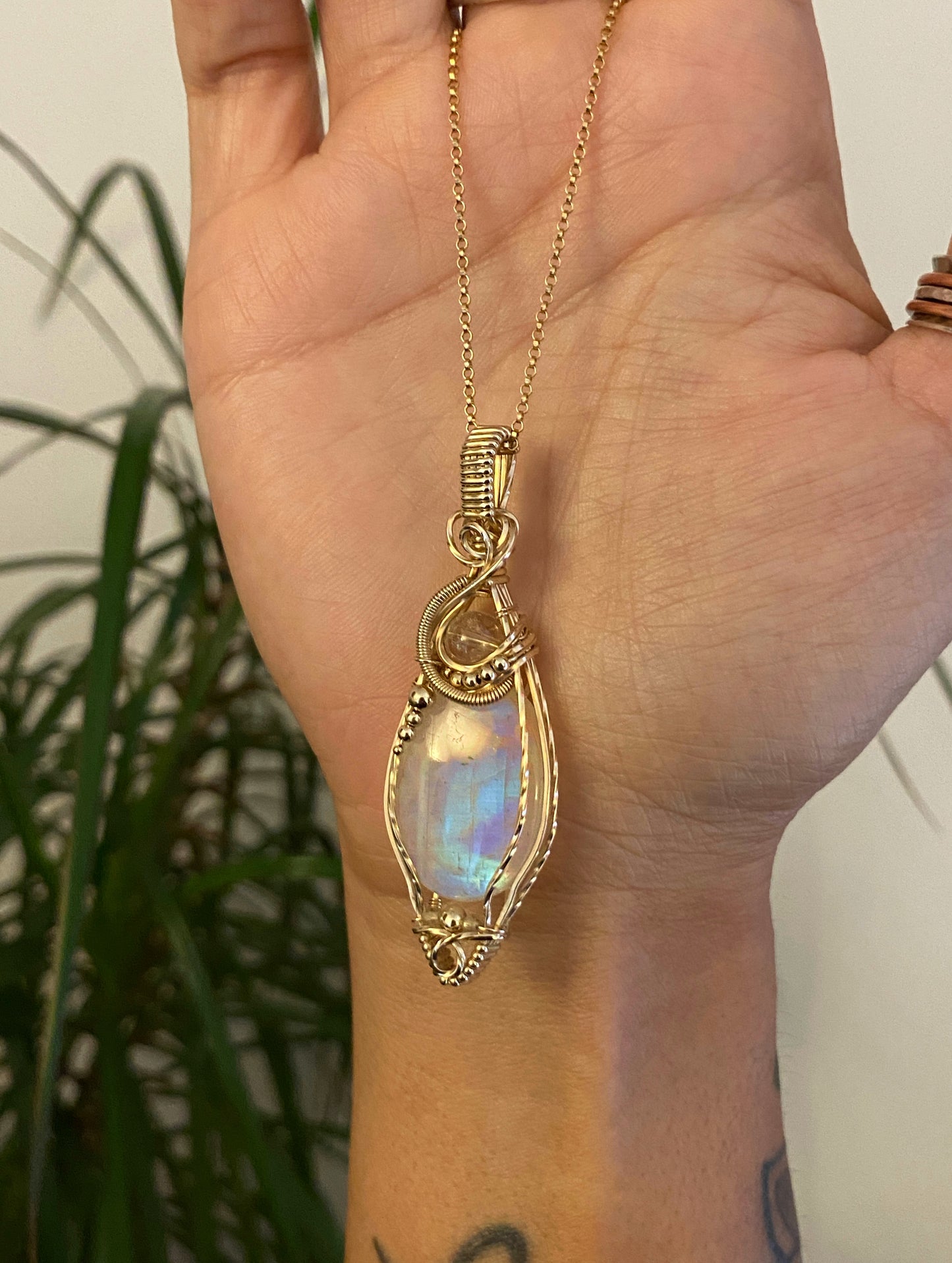 Rainbow Moonstone & Citrine Necklace