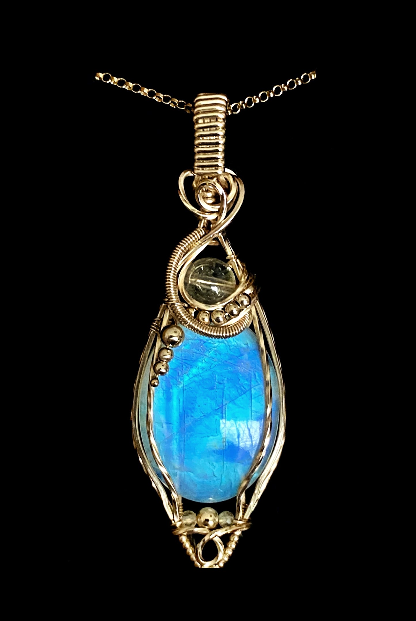 Rainbow Moonstone & Citrine Necklace