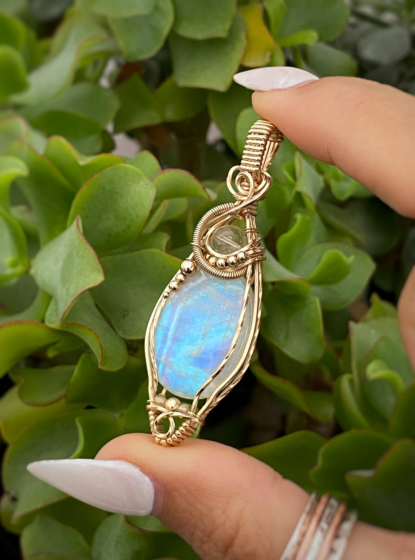 Rainbow Moonstone & Citrine Necklace