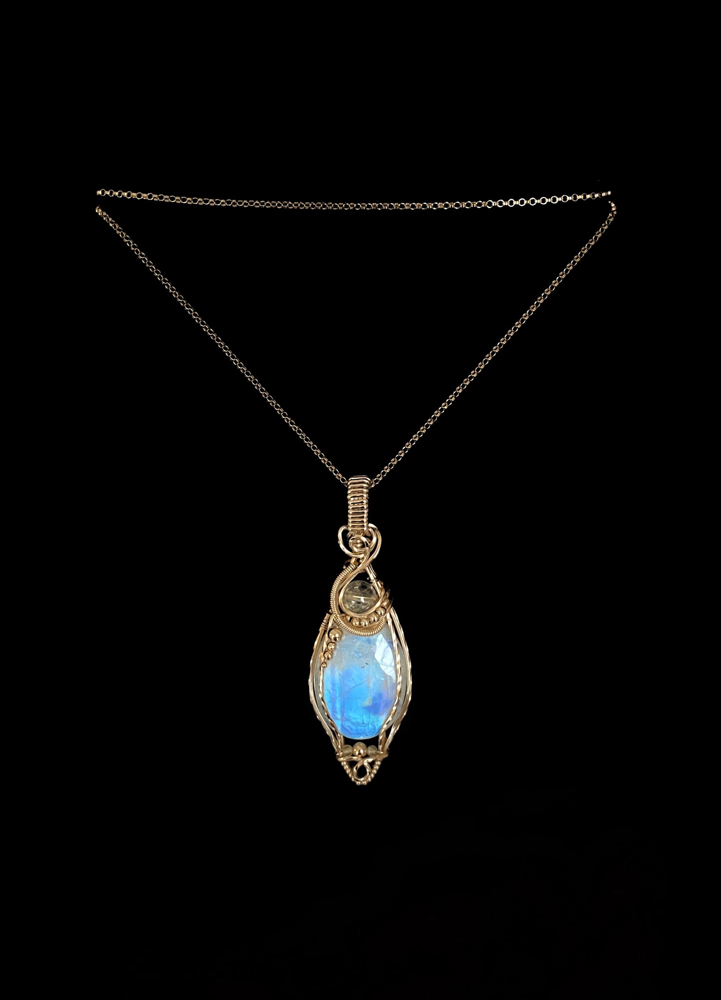 Rainbow Moonstone & Citrine Necklace