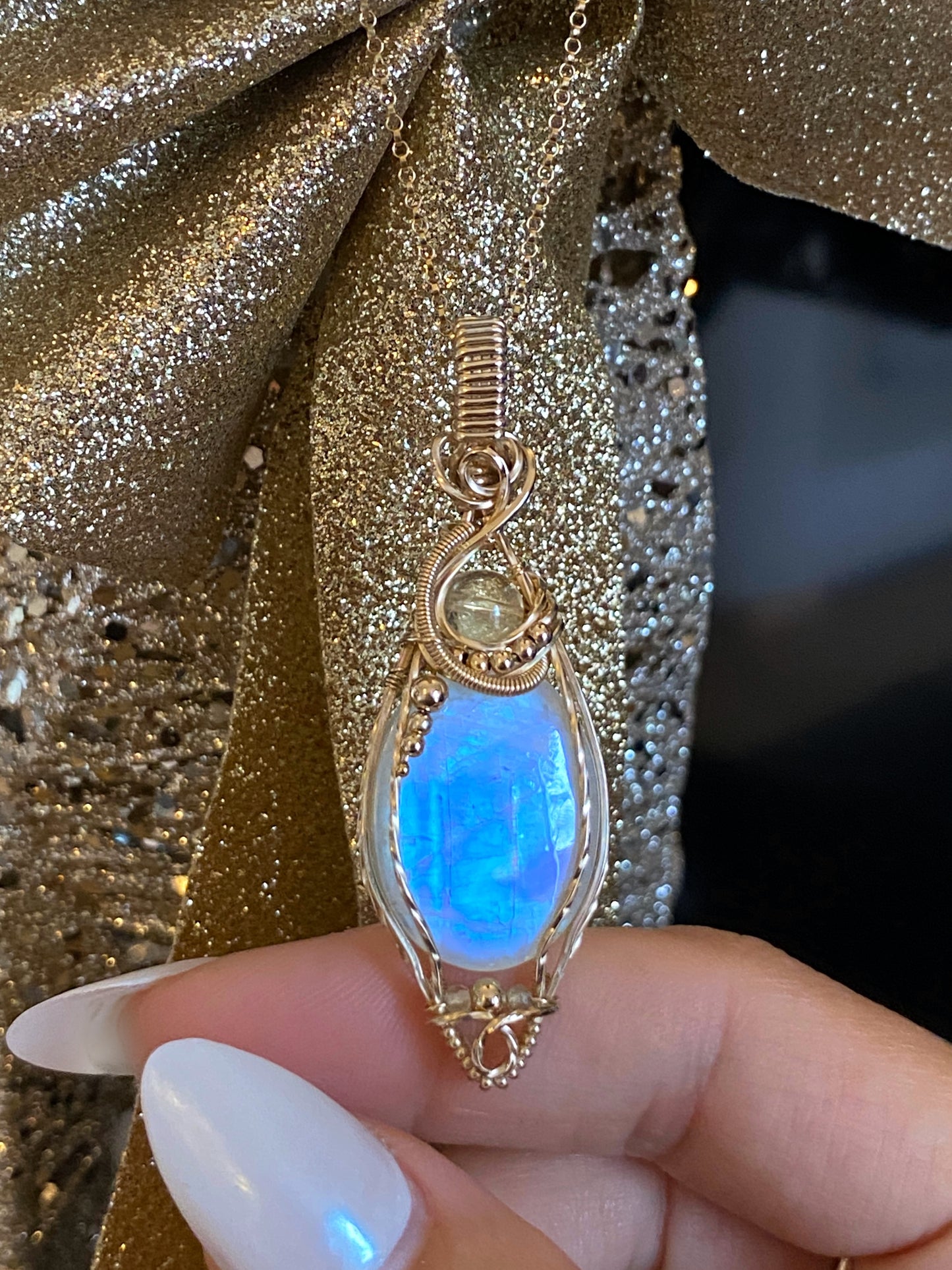 Rainbow Moonstone & Citrine Necklace