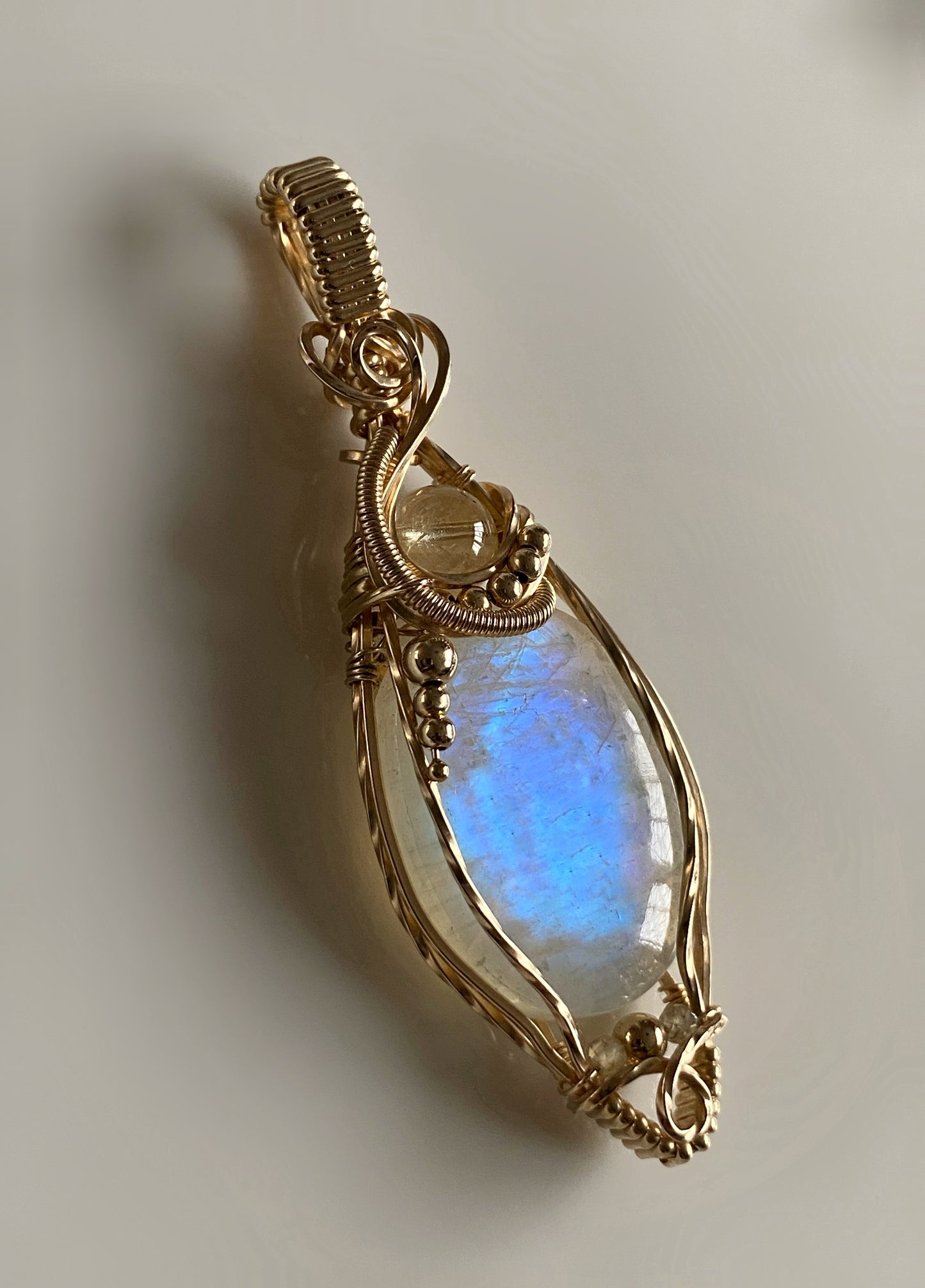 Rainbow Moonstone & Citrine Necklace