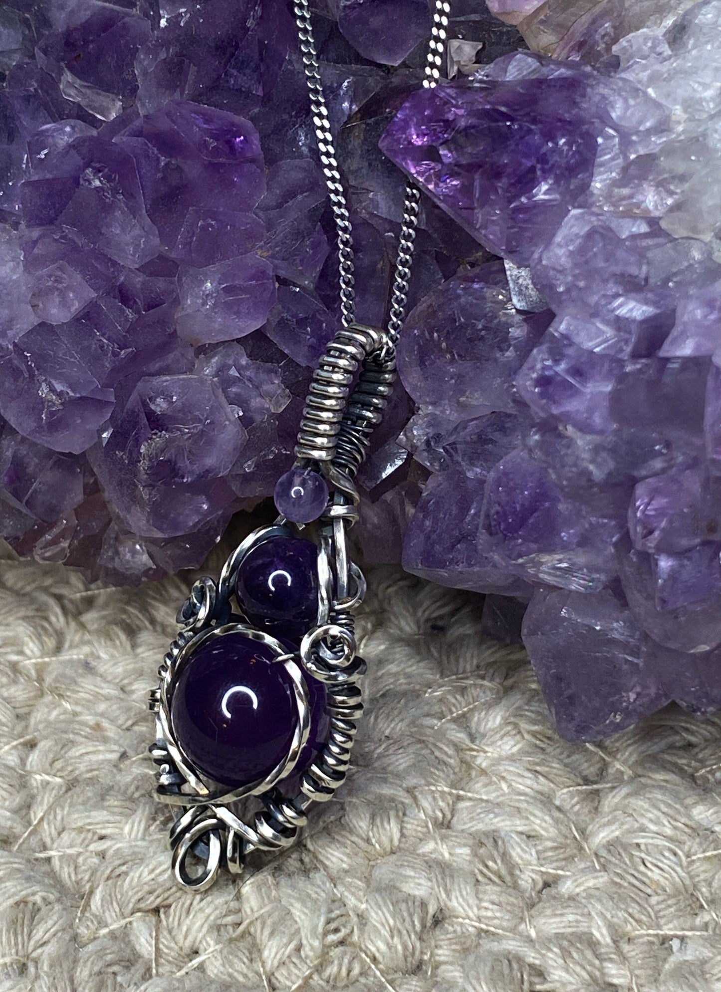Amethyst Triple Drop Necklace
