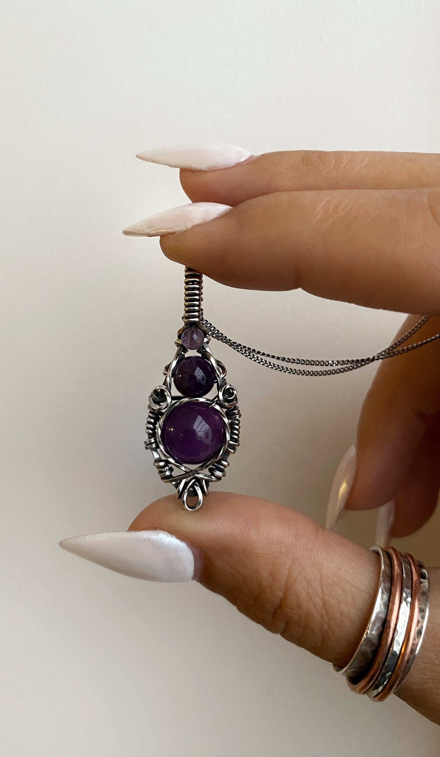 Amethyst Triple Drop Necklace