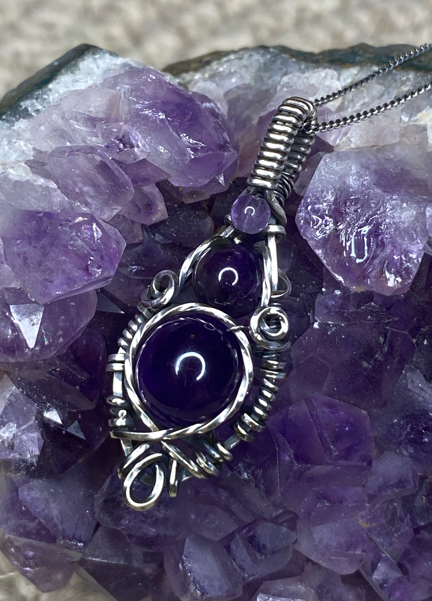 Amethyst Triple Drop Necklace