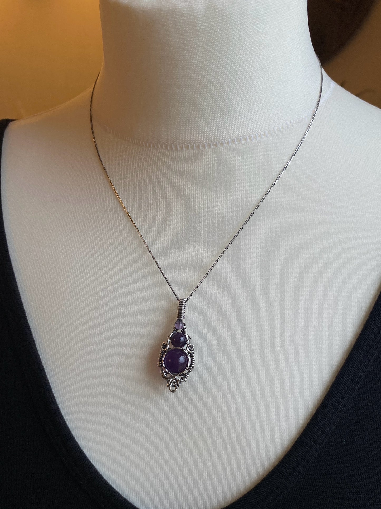 Amethyst Triple Drop Necklace
