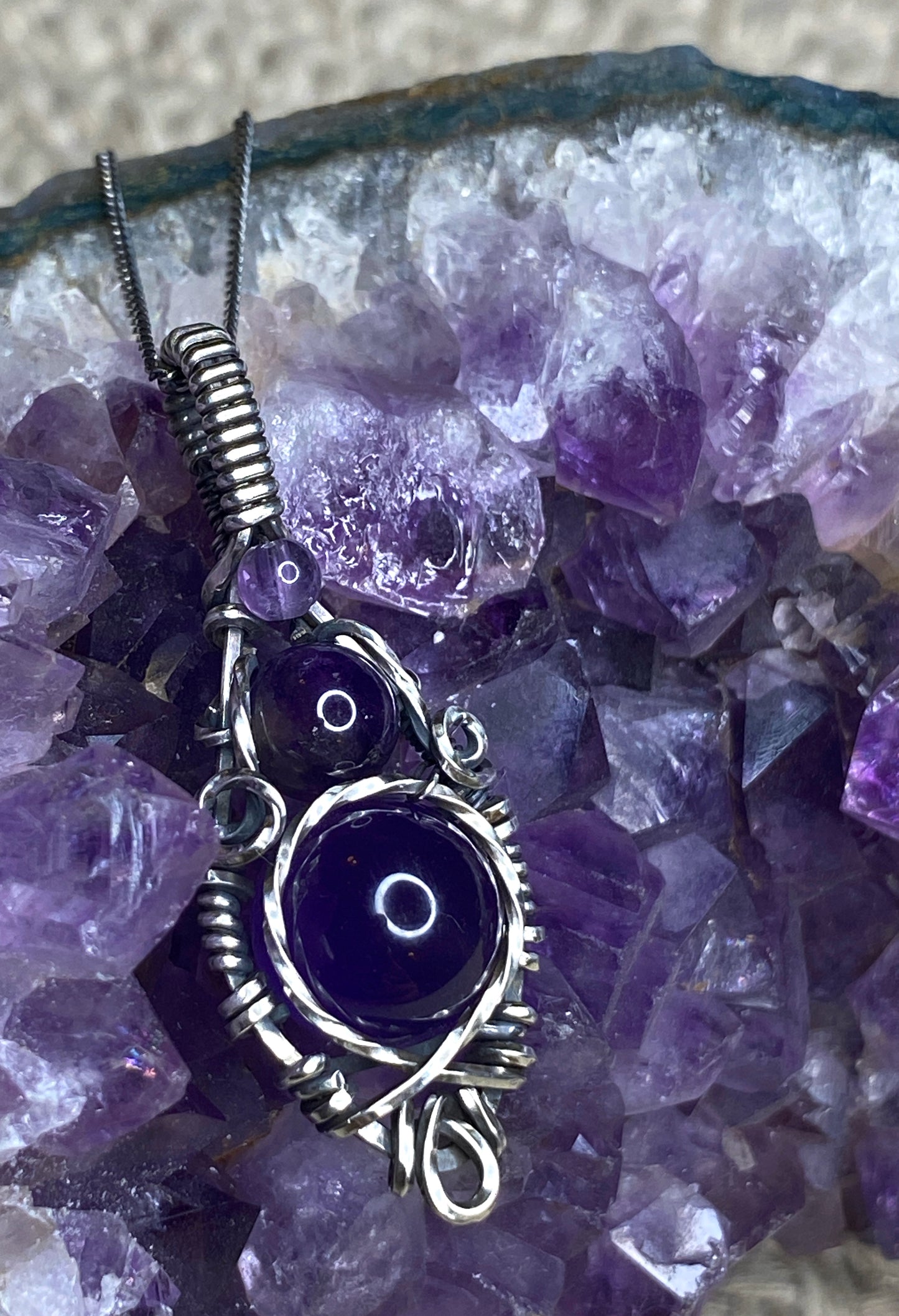 Amethyst Triple Drop Necklace