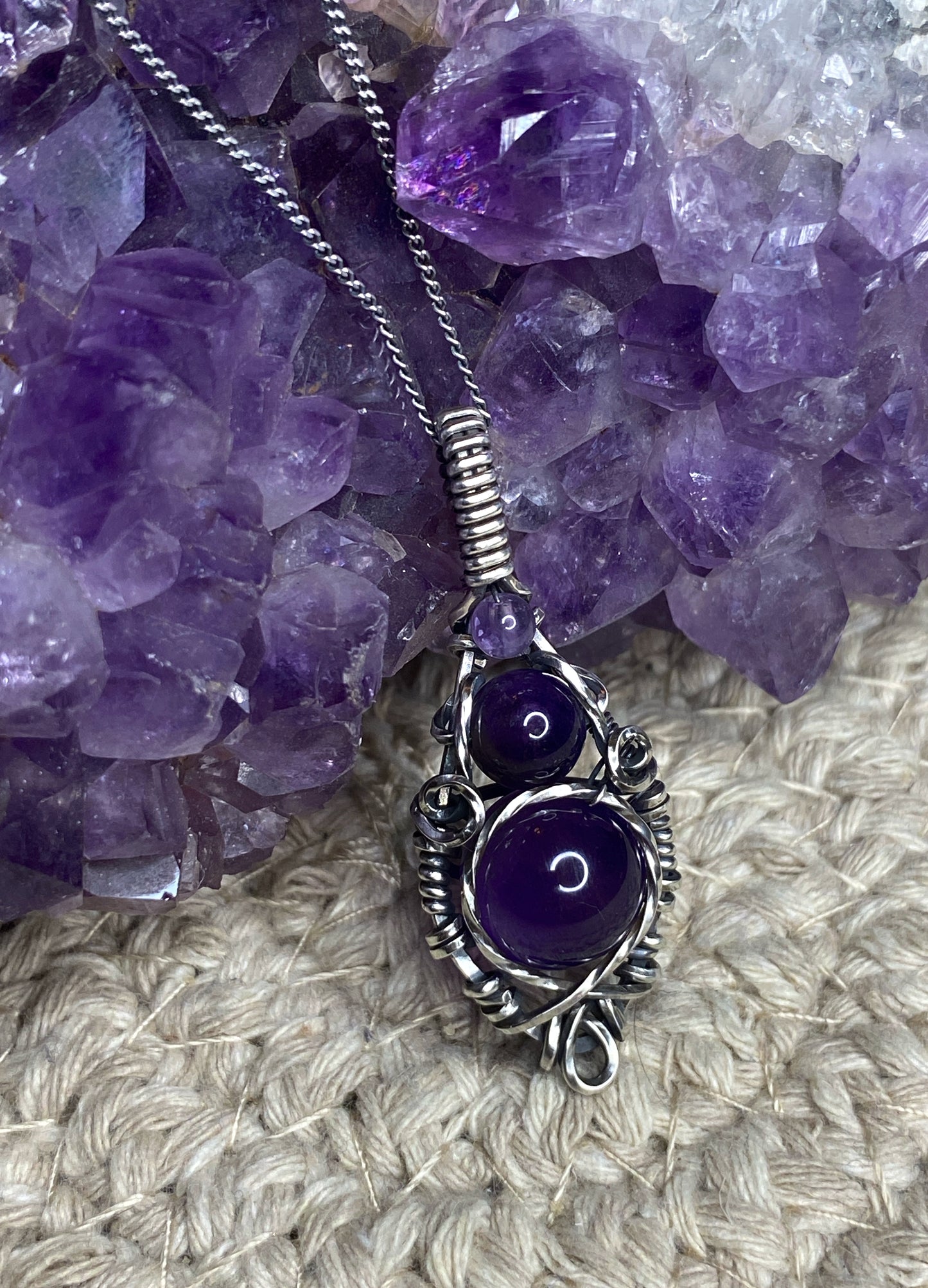 Amethyst Triple Drop Necklace
