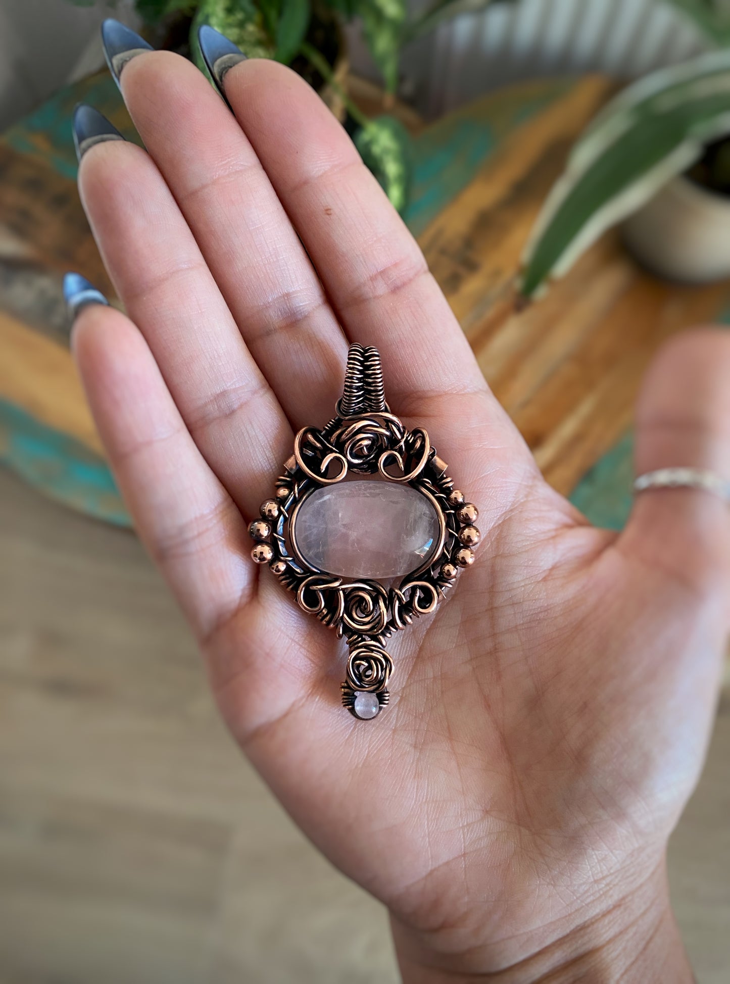 Rose Quartz Statement Necklace