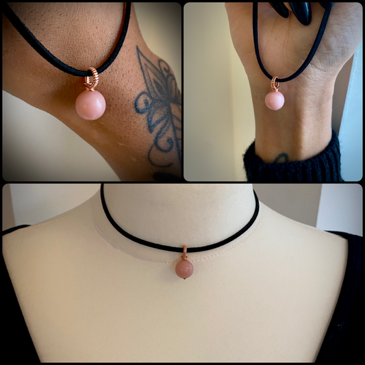 Pink Jade Bead Choker