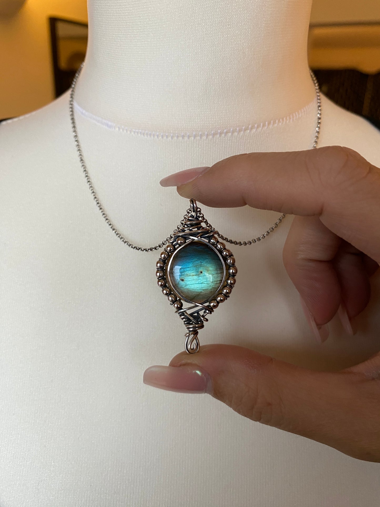 Gorgeous Labradorite Sterling Silver Necklace