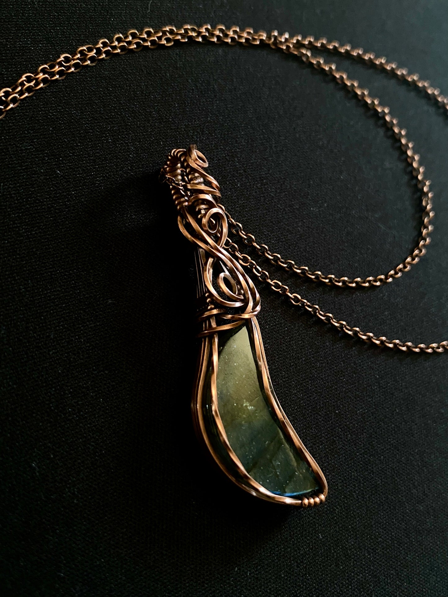 Crescent Moon Labradorite Necklace