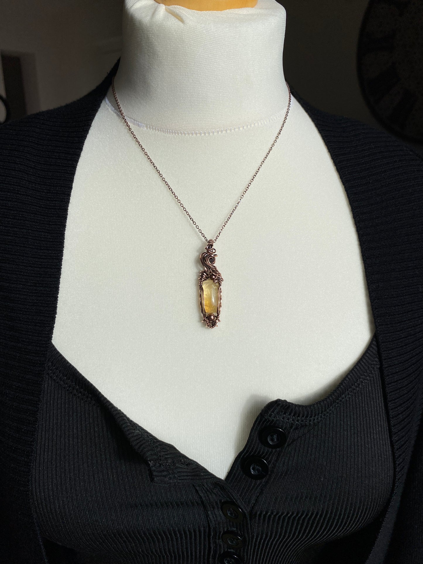 Citrine Solid Copper Necklace