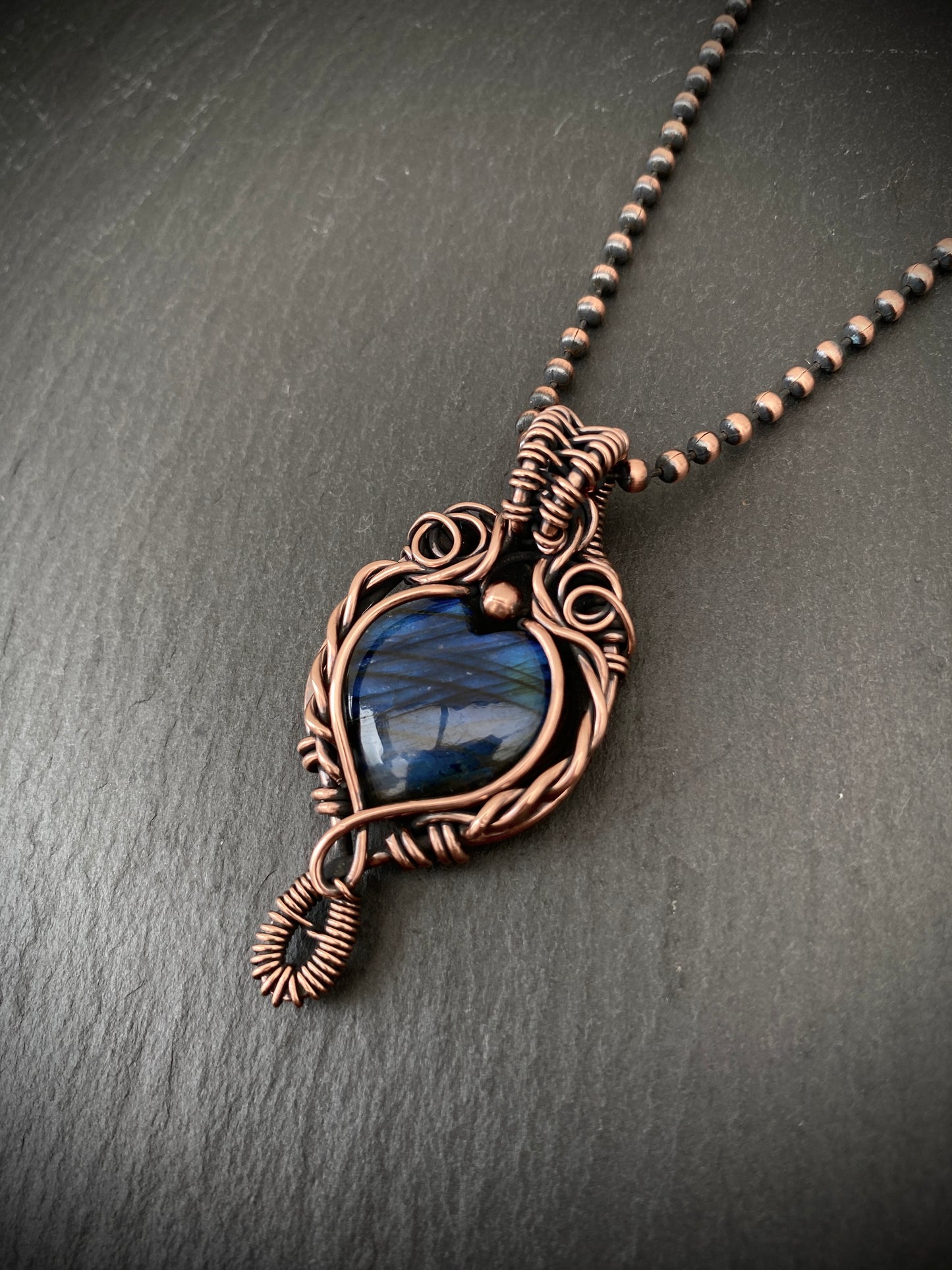 Blue Labradorite Heart Necklace