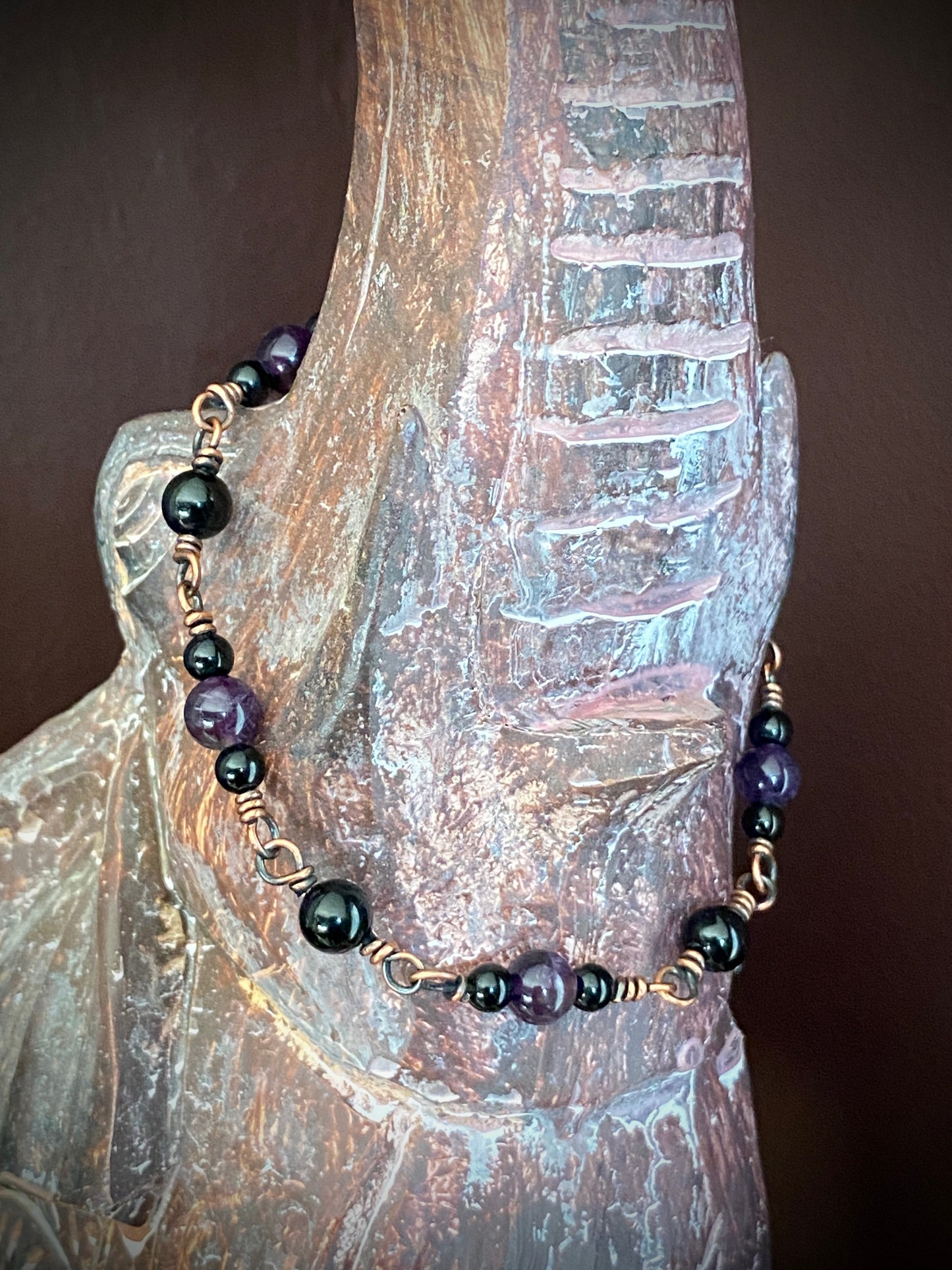 Black Tourmaline & Amethyst Bracelet