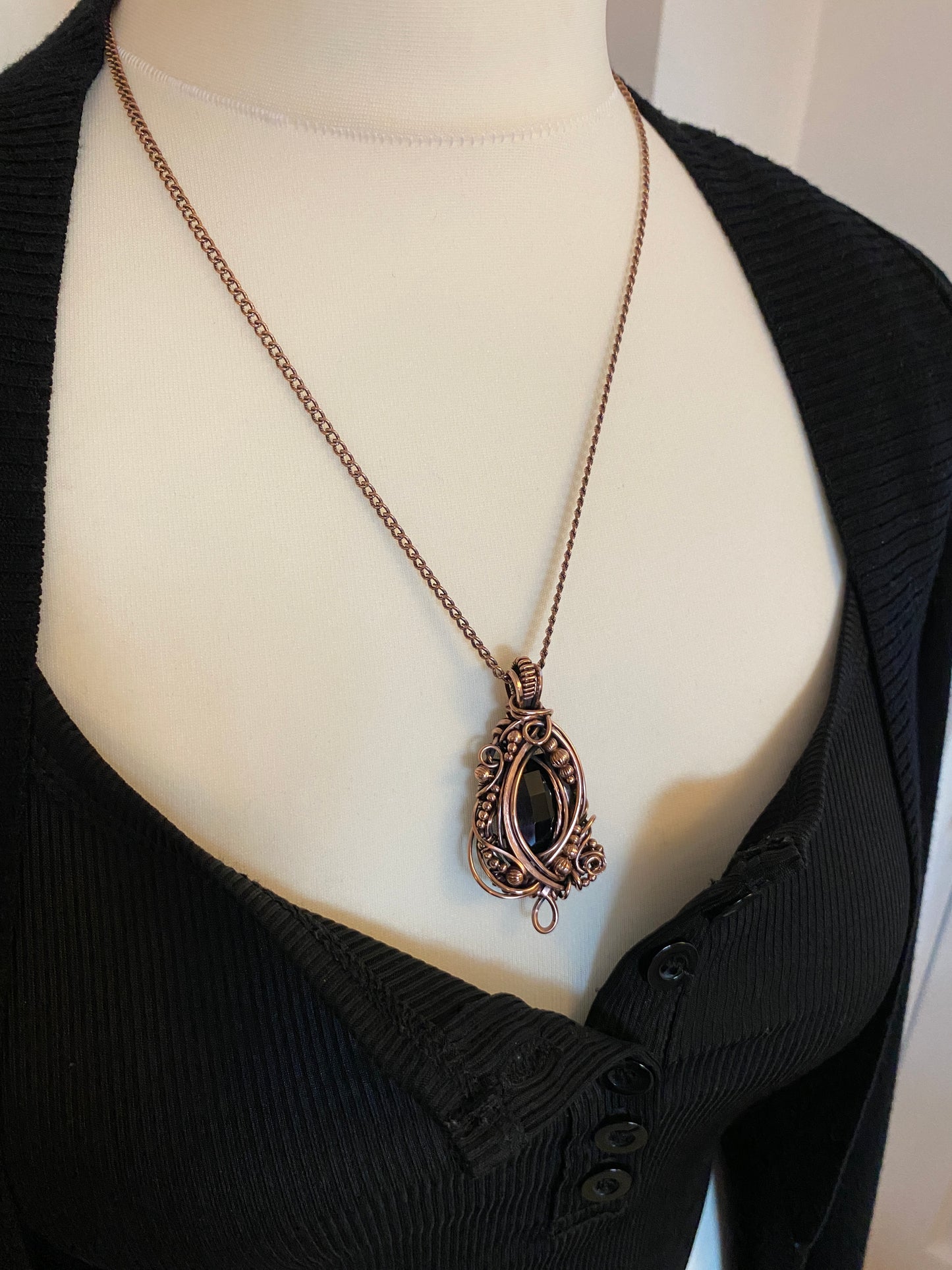 Black Onyx Statement Solid Copper Necklace