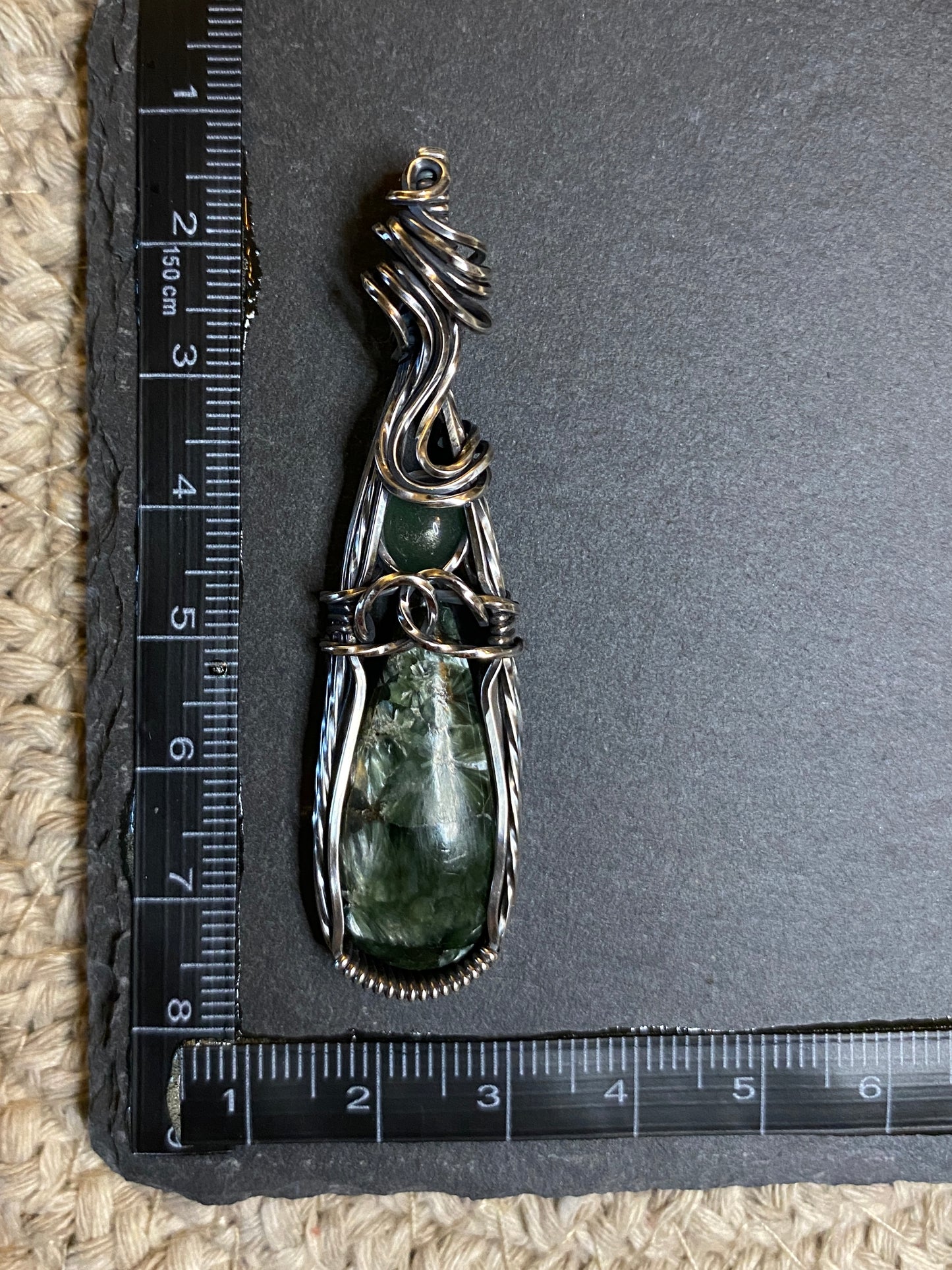 Seraphinite & Green Aventurine Silver Necklace