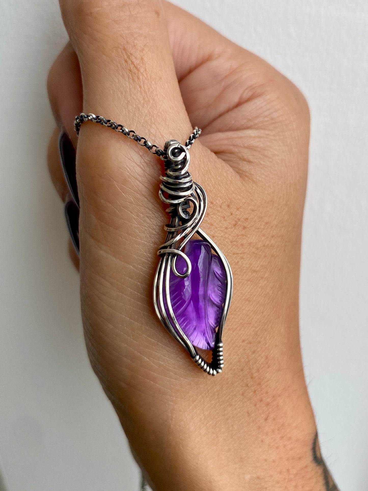 Amethyst Leaf Necklace