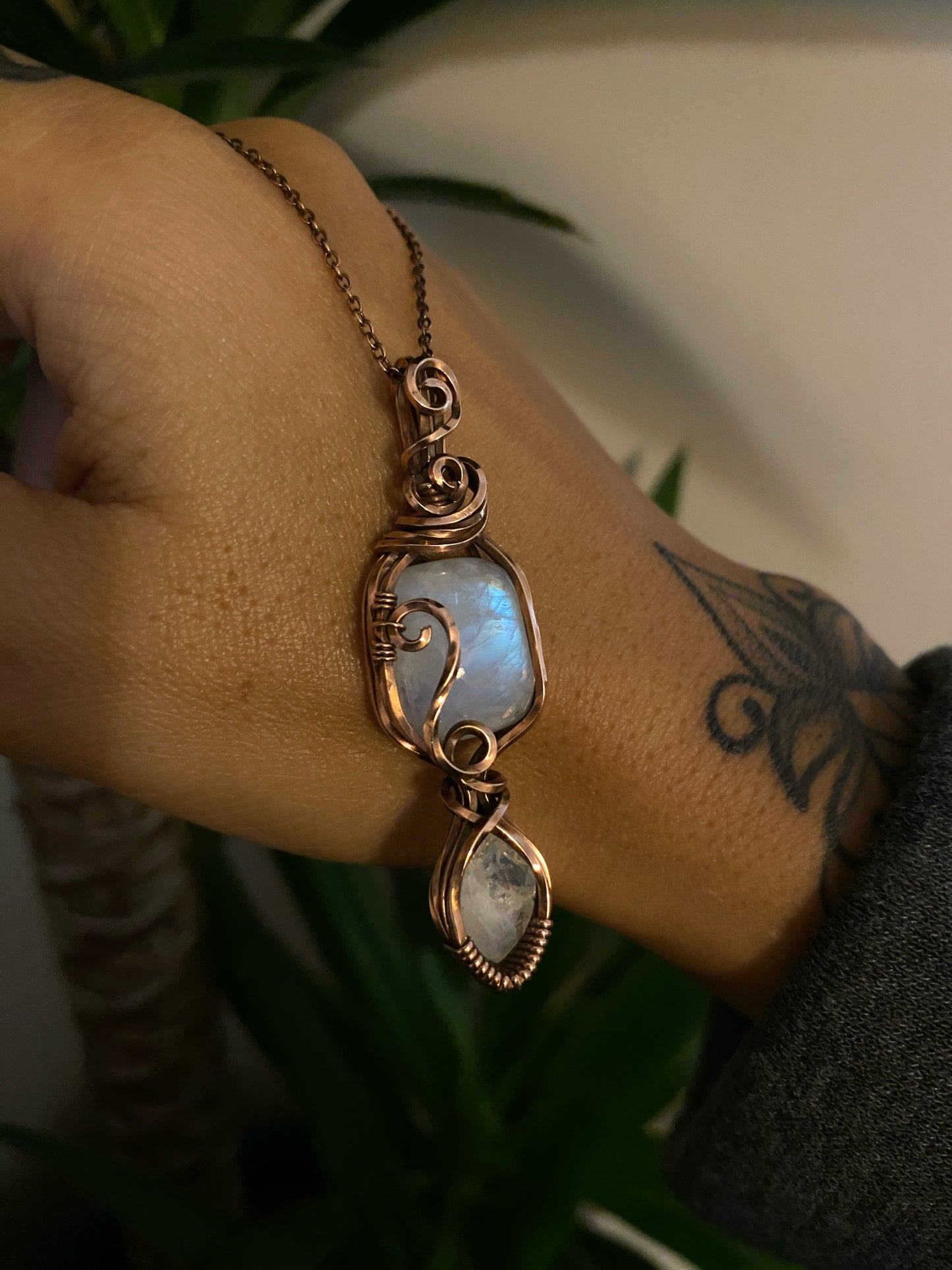 Double Rainbow Moonstone Necklace