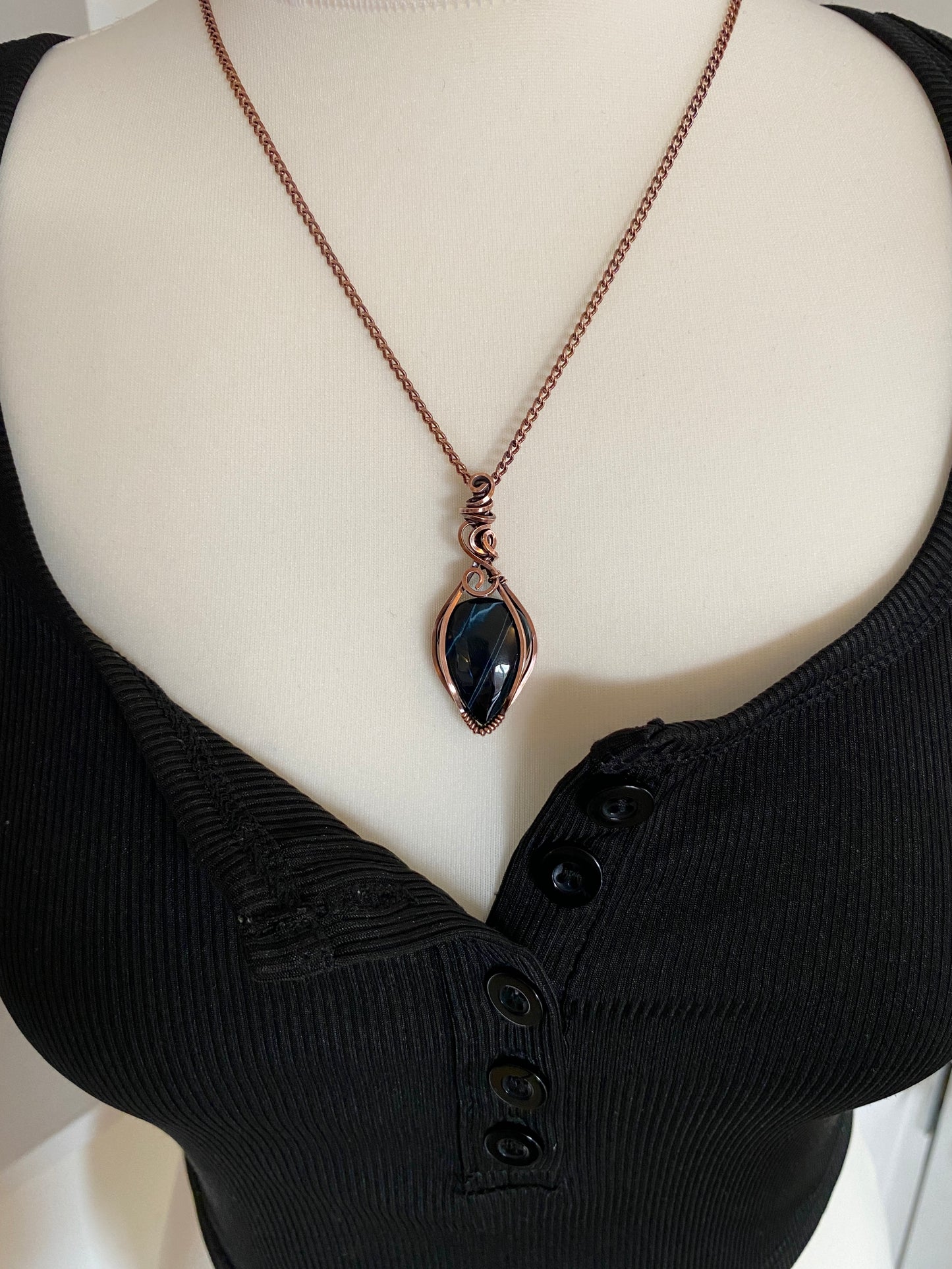 Falcon’s Eye Solid Copper Necklace