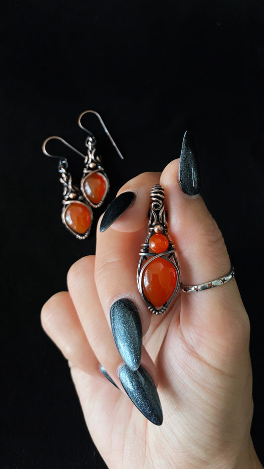 Carnelian Necklace & Earring Set