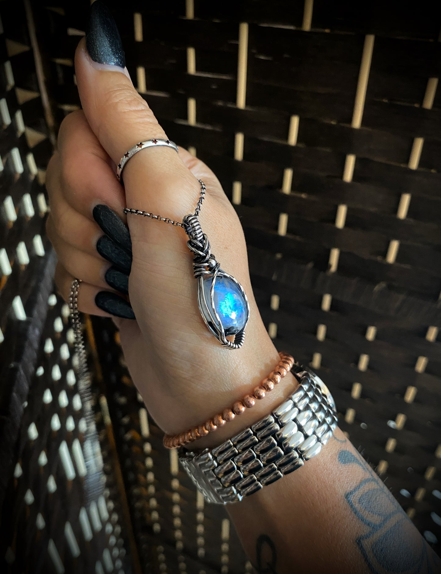 Bright Rainbow Moonstone Necklace