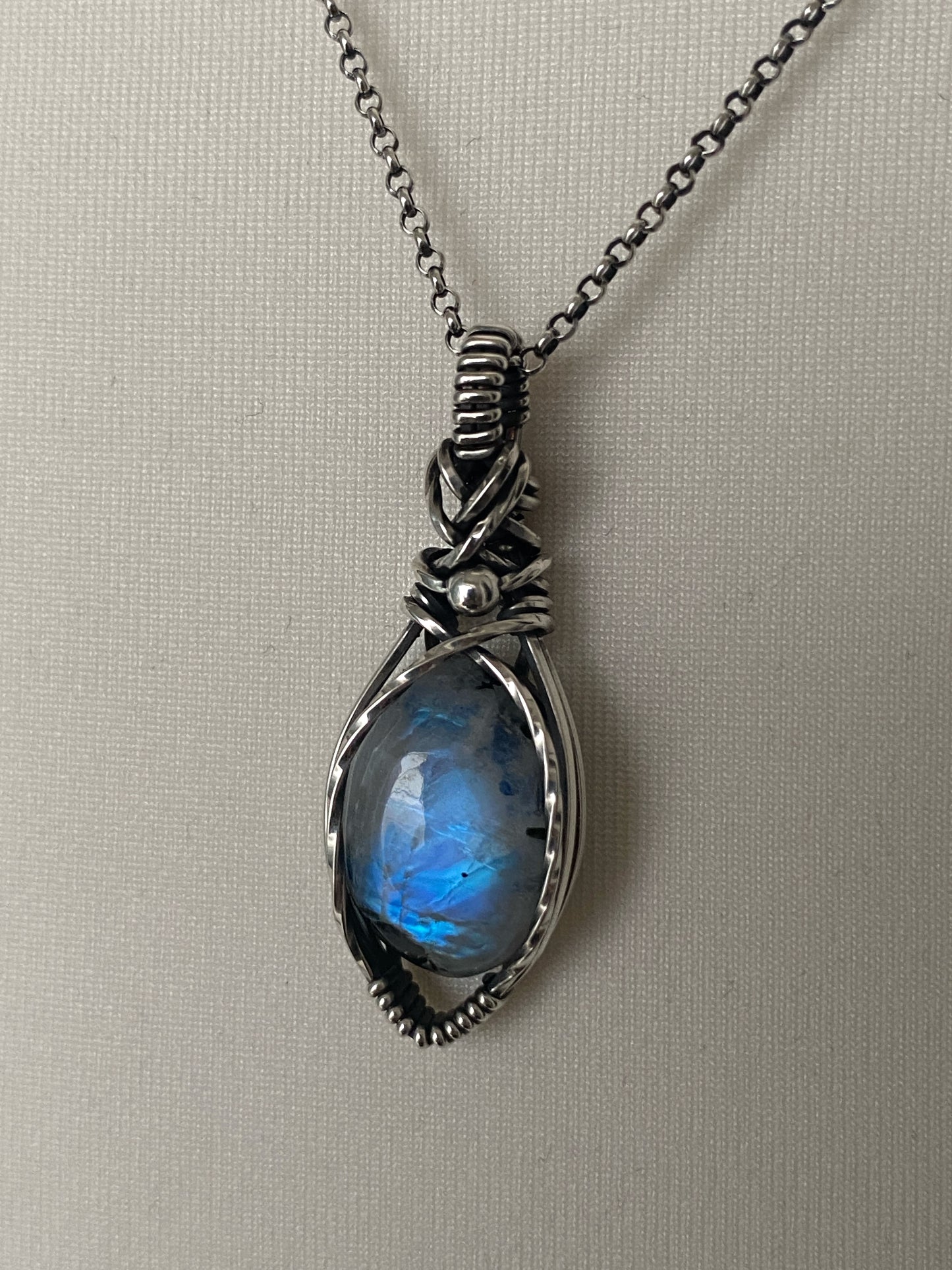 Bright Rainbow Moonstone Necklace