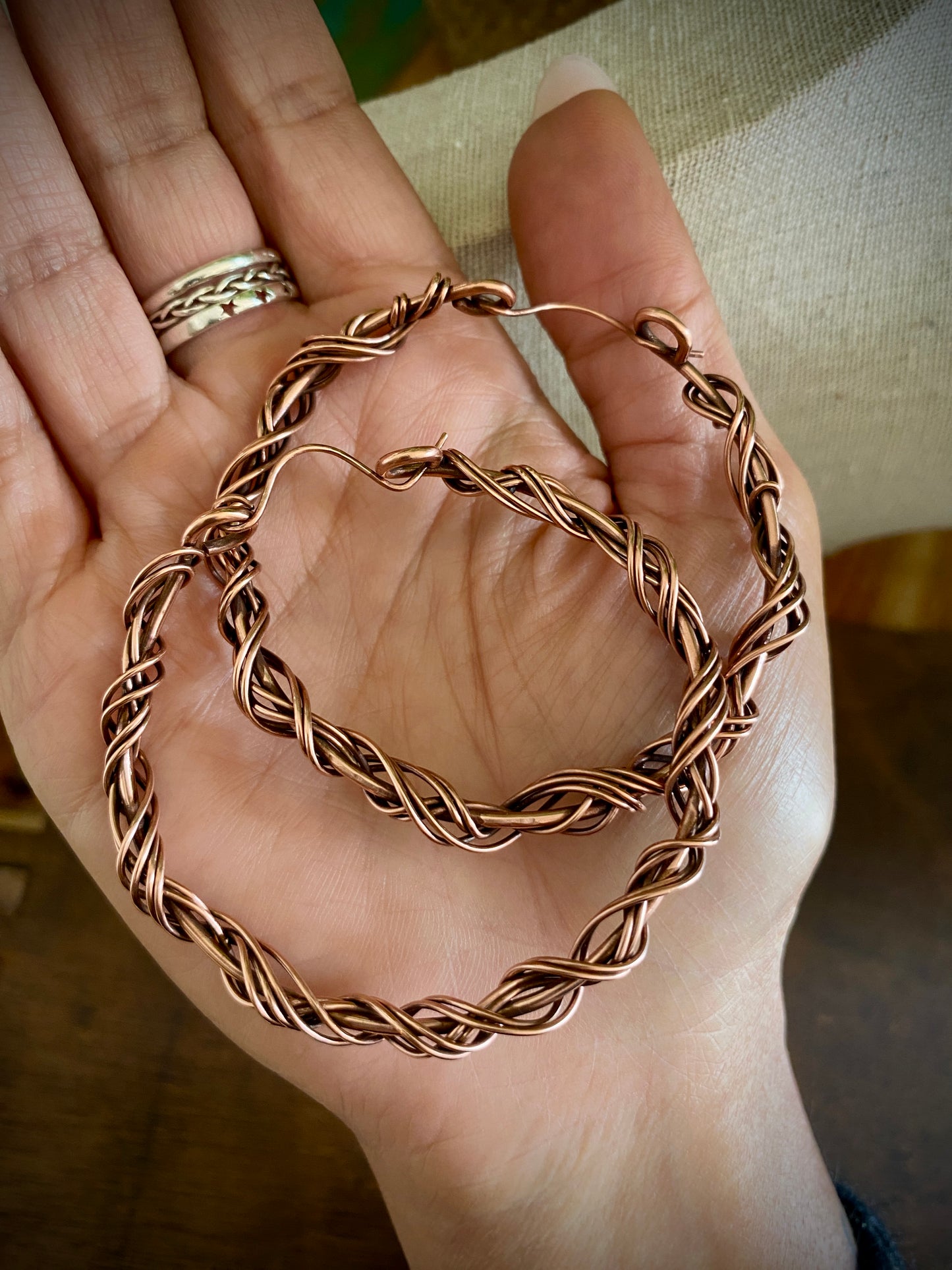 Large Copper Hoop Earrings (Hinged)