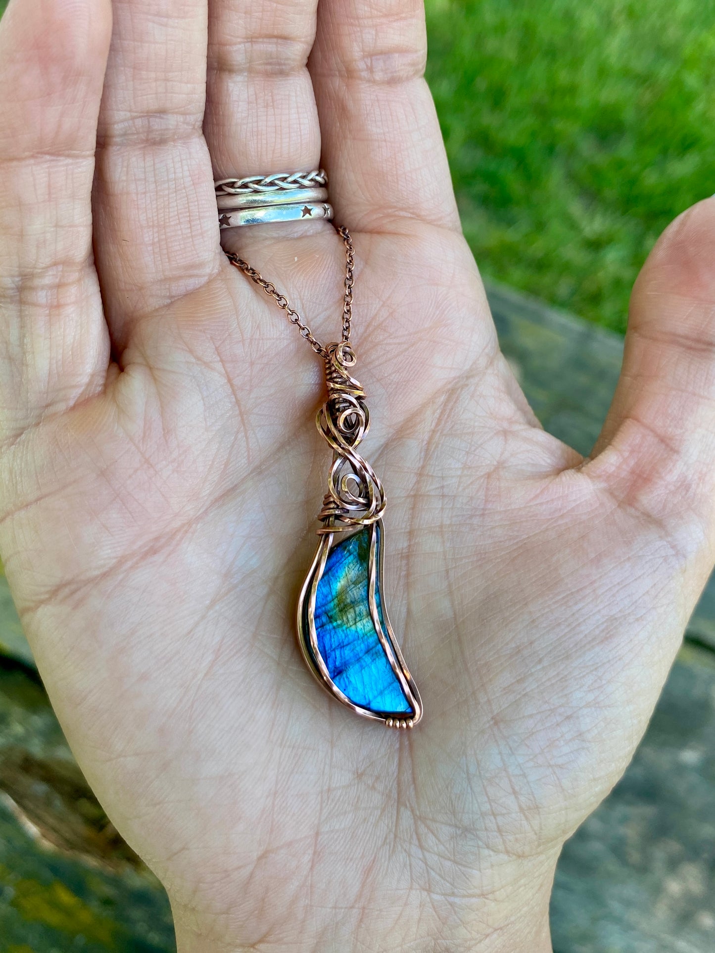 Crescent Moon Labradorite Necklace