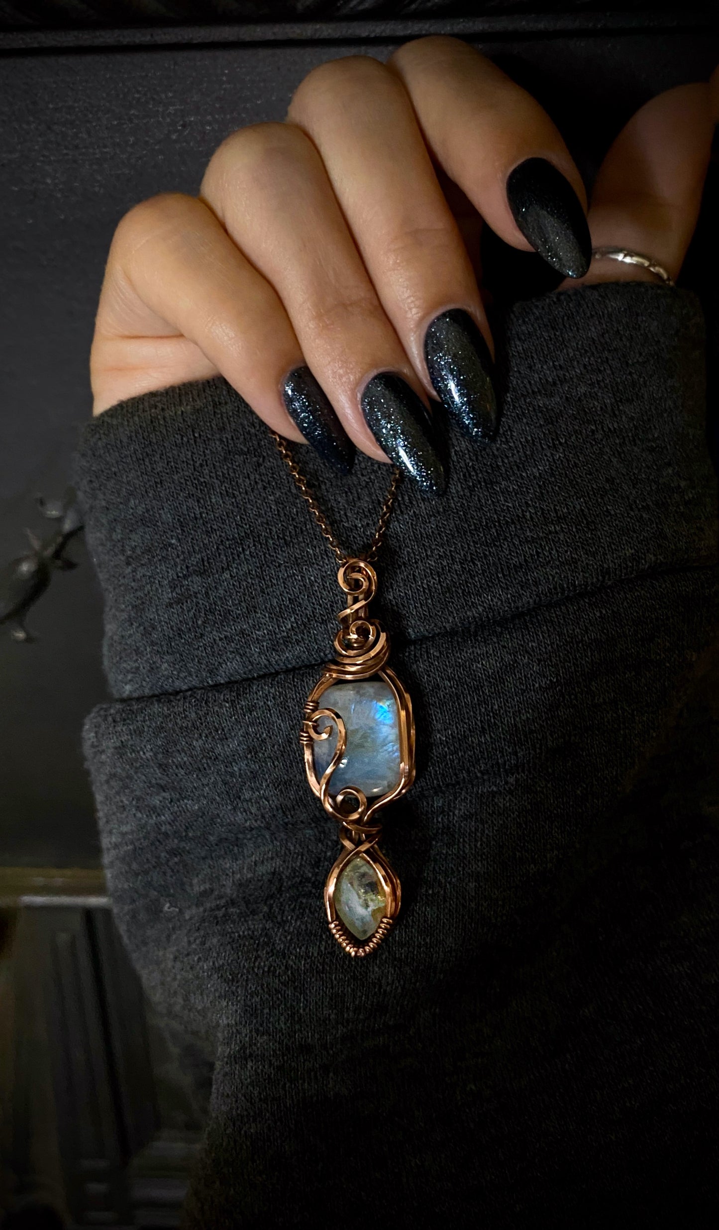 Double Rainbow Moonstone Necklace