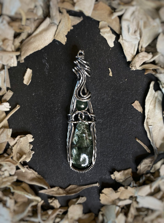 Seraphinite & Green Aventurine Silver Necklace