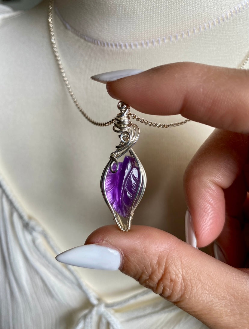 Amethyst Leaf Necklace