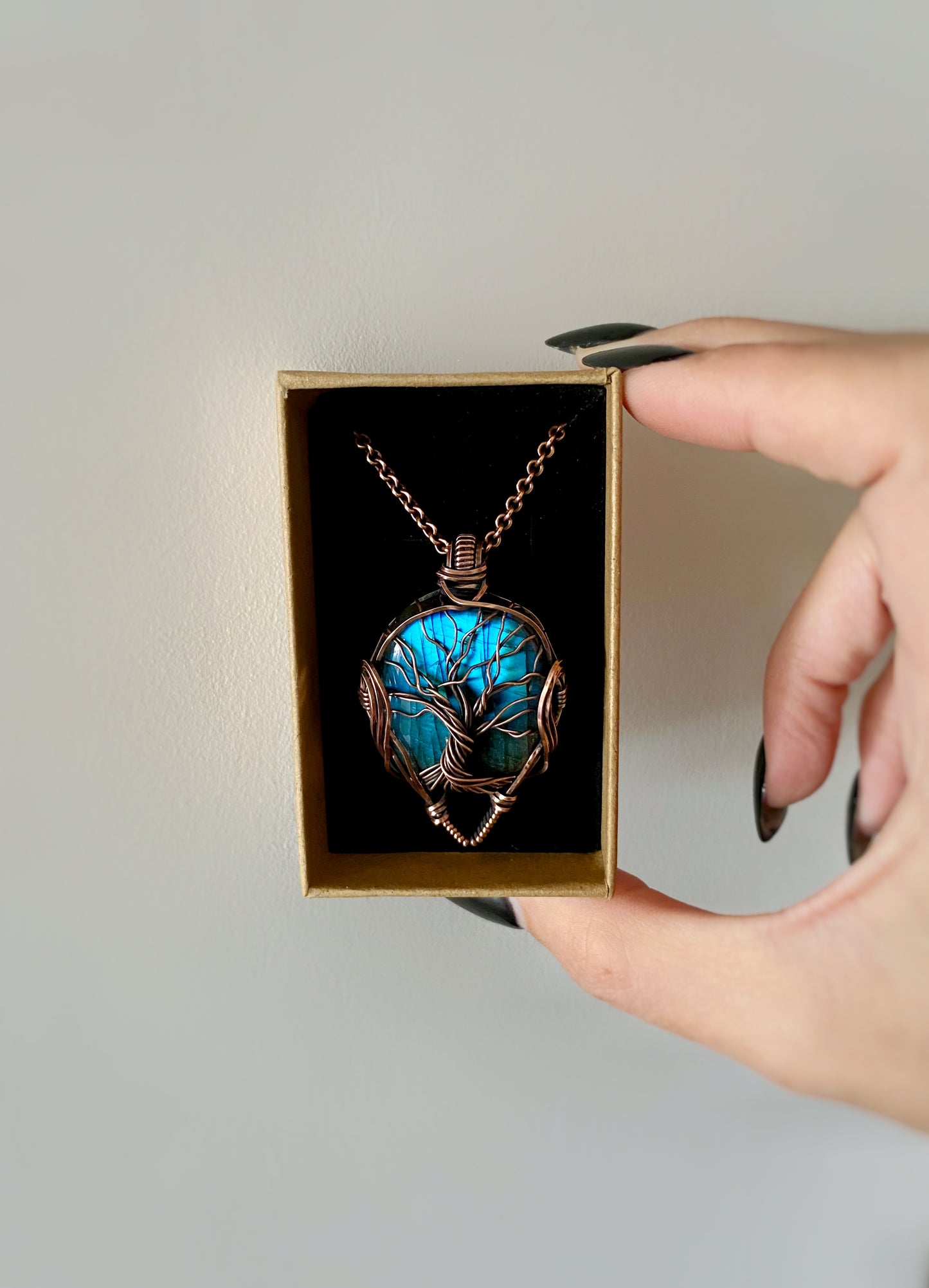 Labradorite Tree of Life Solid Copper Necklace