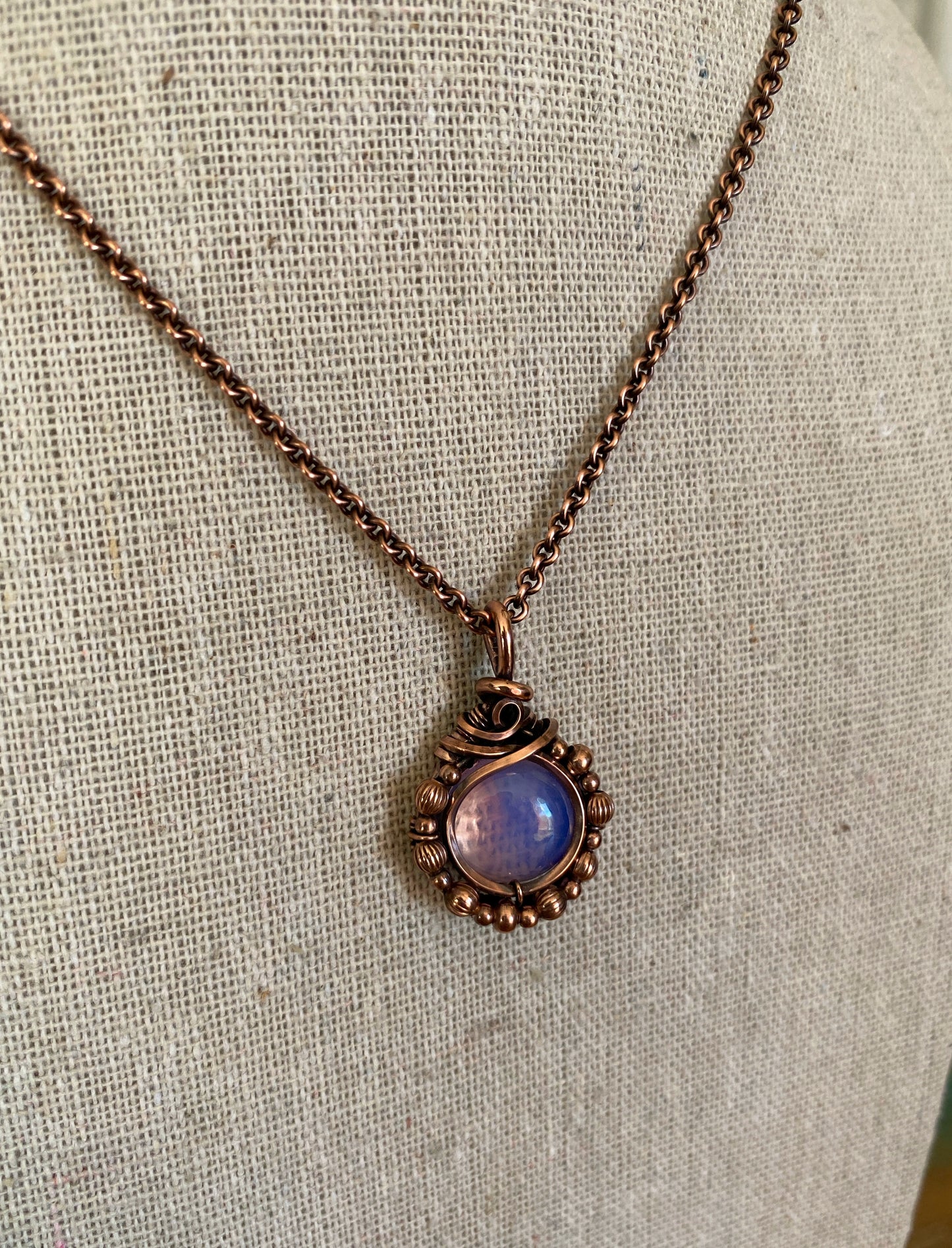 Lavender Quartz Solid Copper Necklace