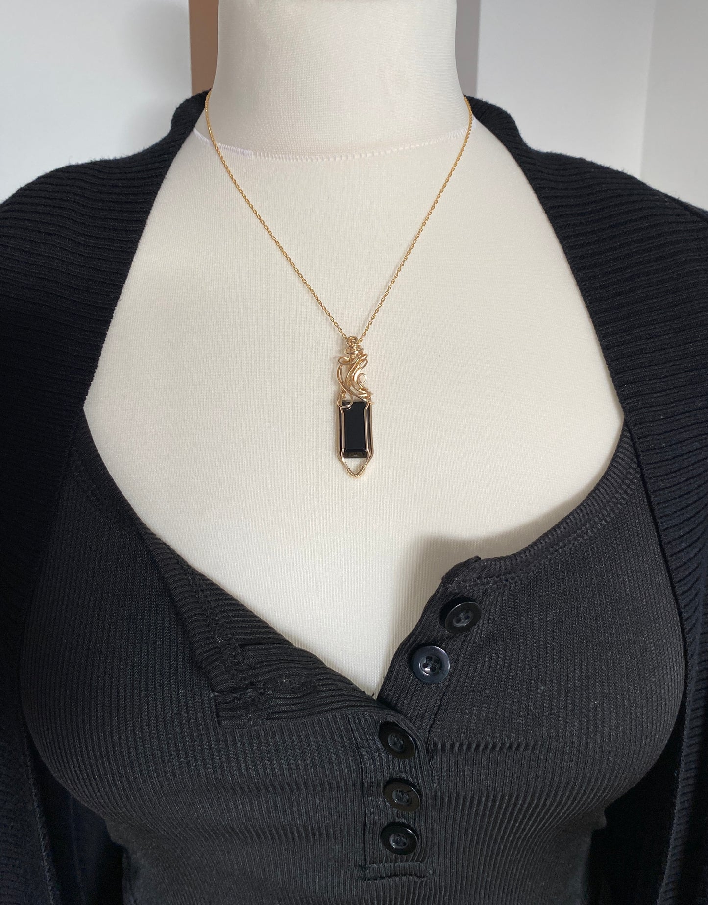 Black Onyx 14k Goldfill Necklace