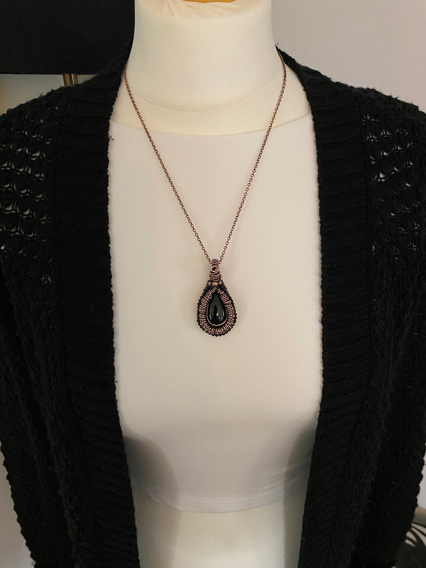 Black Onyx & Black Agate Copper Necklace