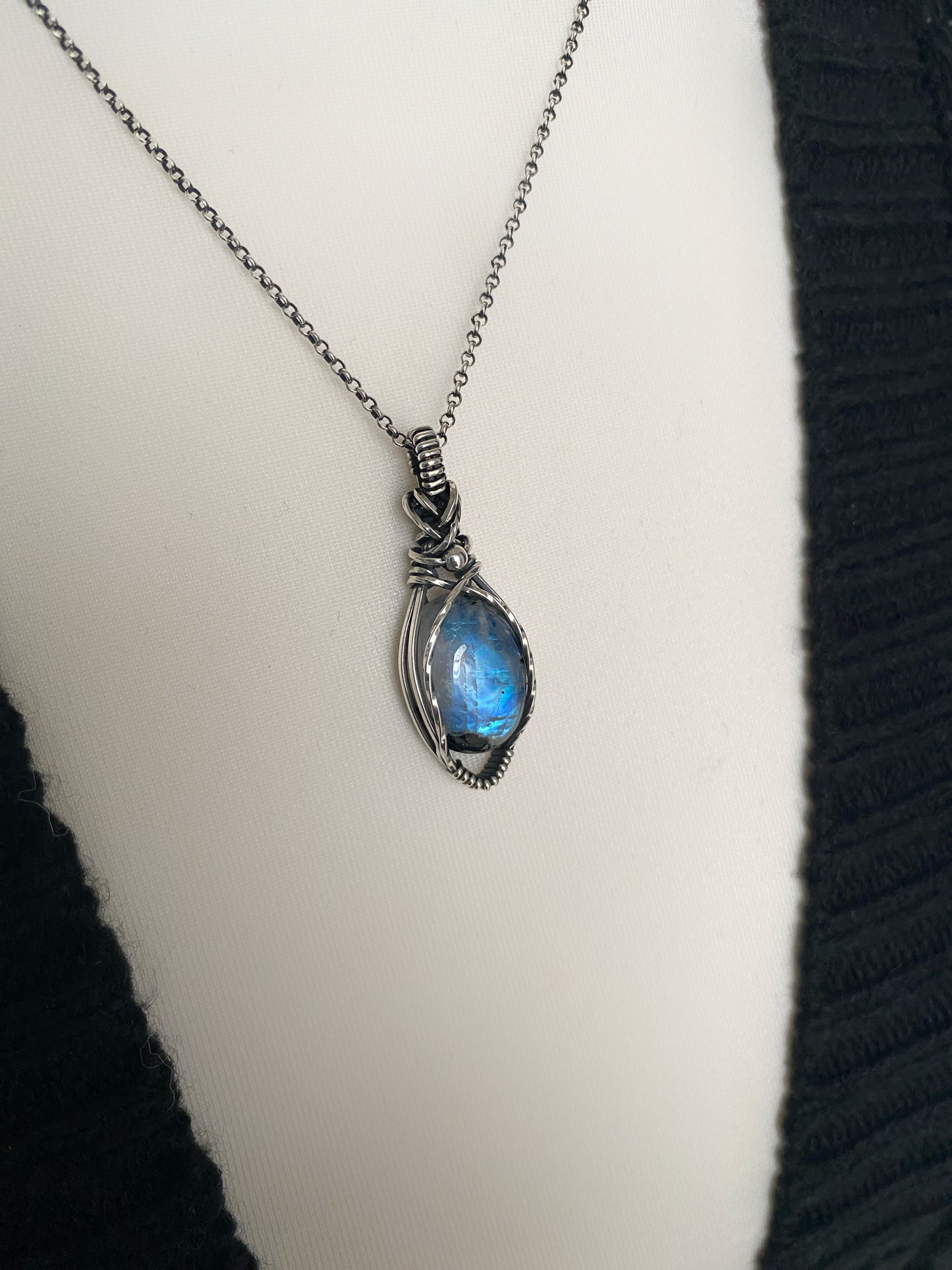 Bright Rainbow Moonstone Necklace