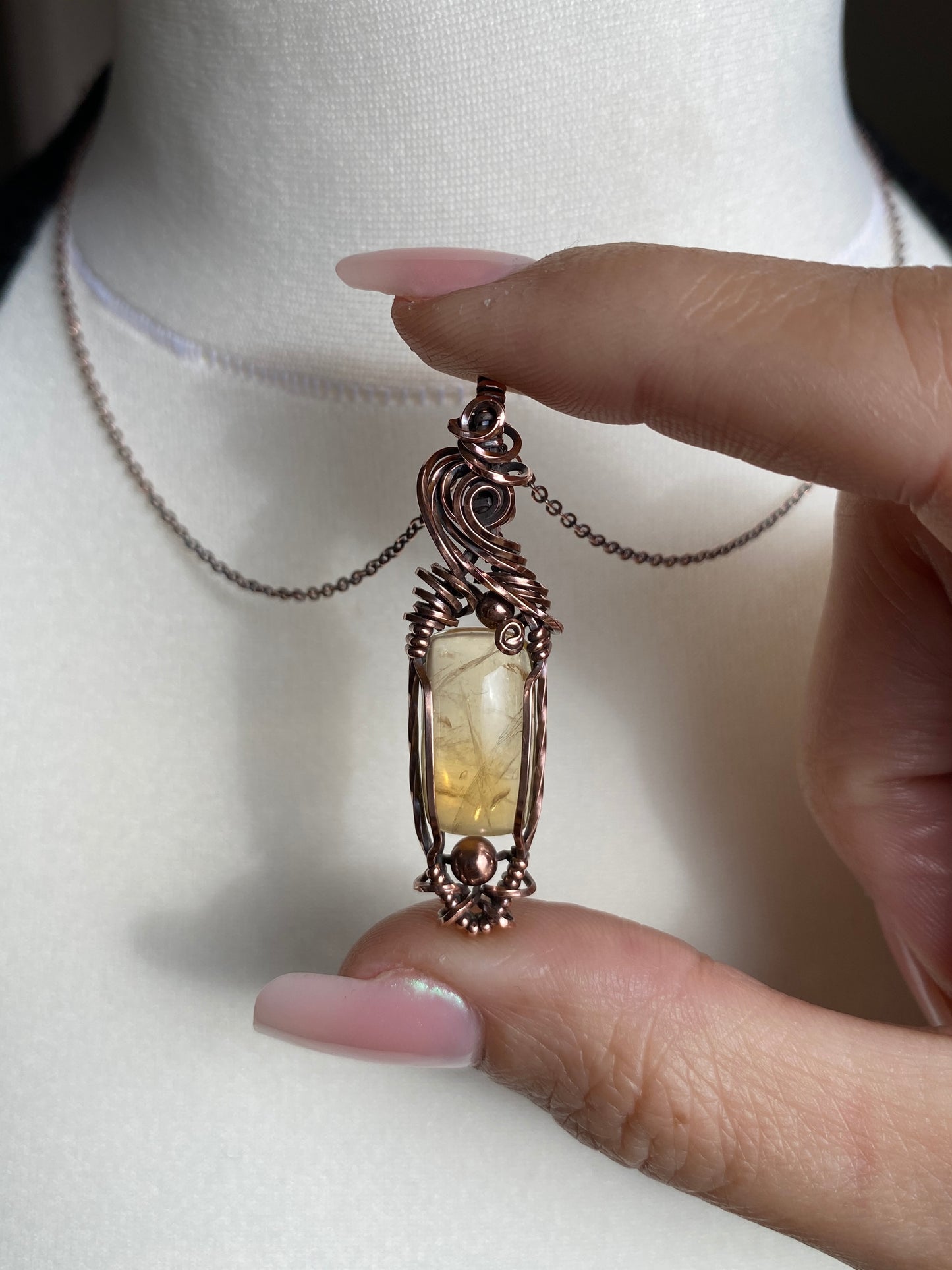 Citrine Solid Copper Necklace