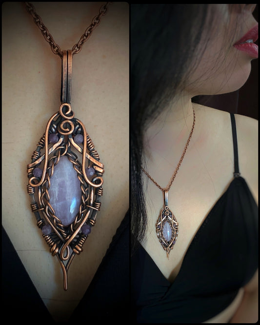 Kunzite & Lepidolite Yoni Pendant