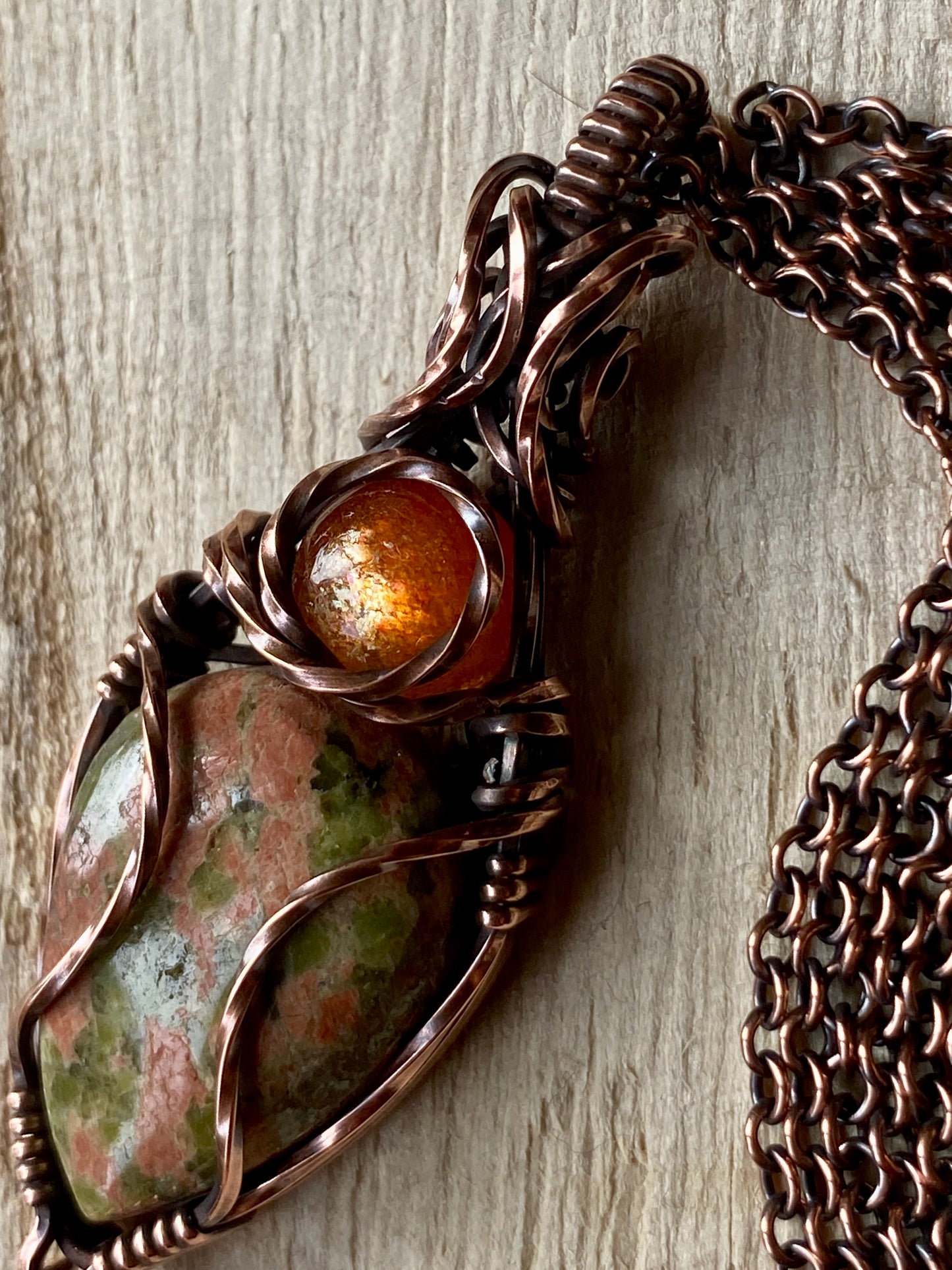 Unakite Multi~stone Statement Necklace