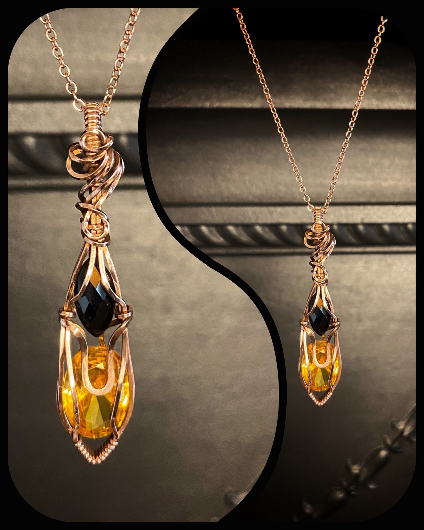 Citrine and Black Onyx Necklace