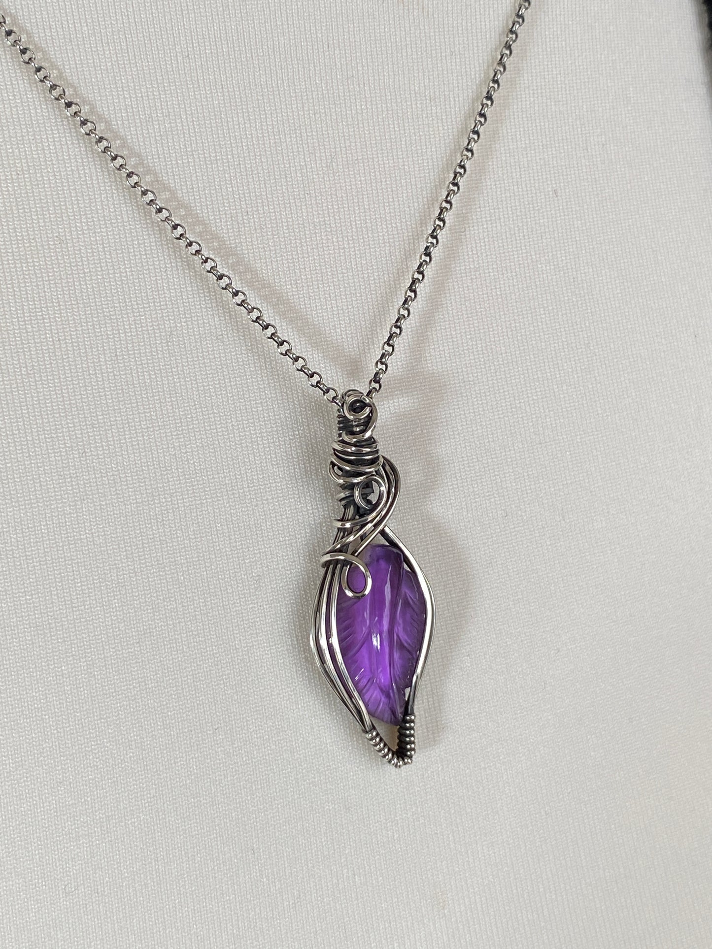 Amethyst Leaf Necklace