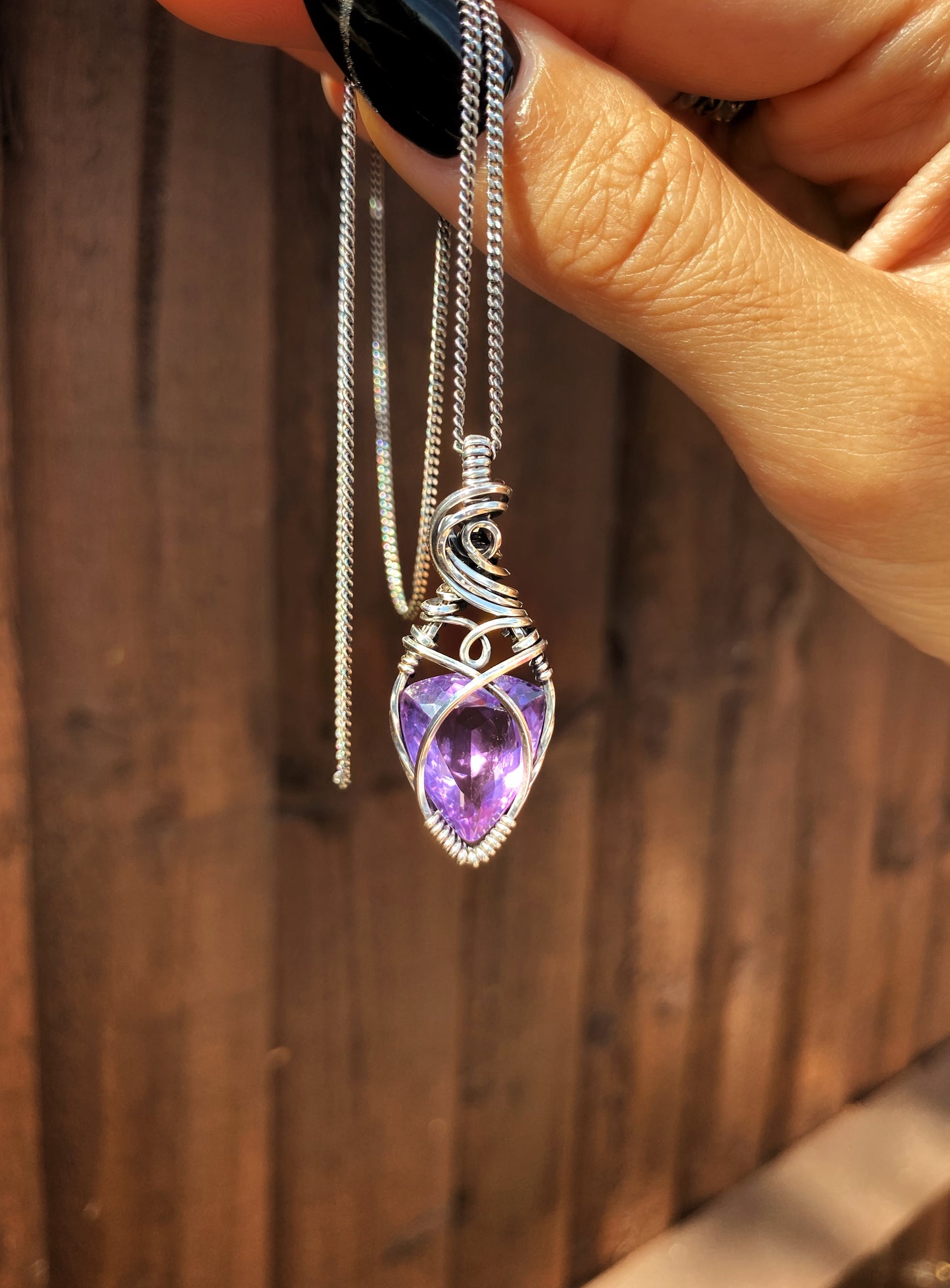 Amethyst Solid Sterling Silver Necklace