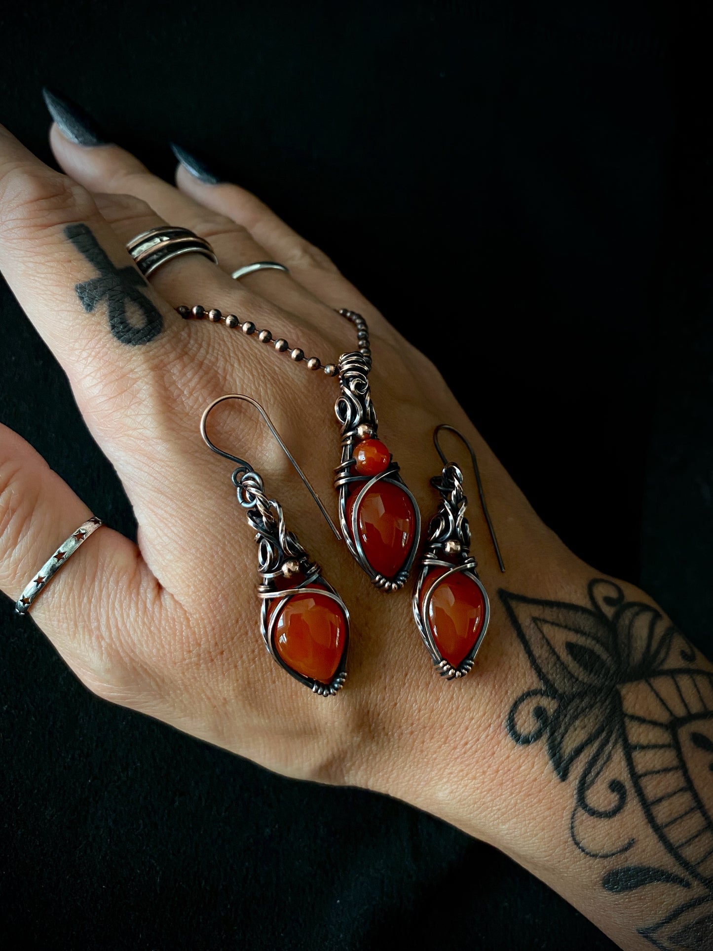 Carnelian Necklace & Earring Set