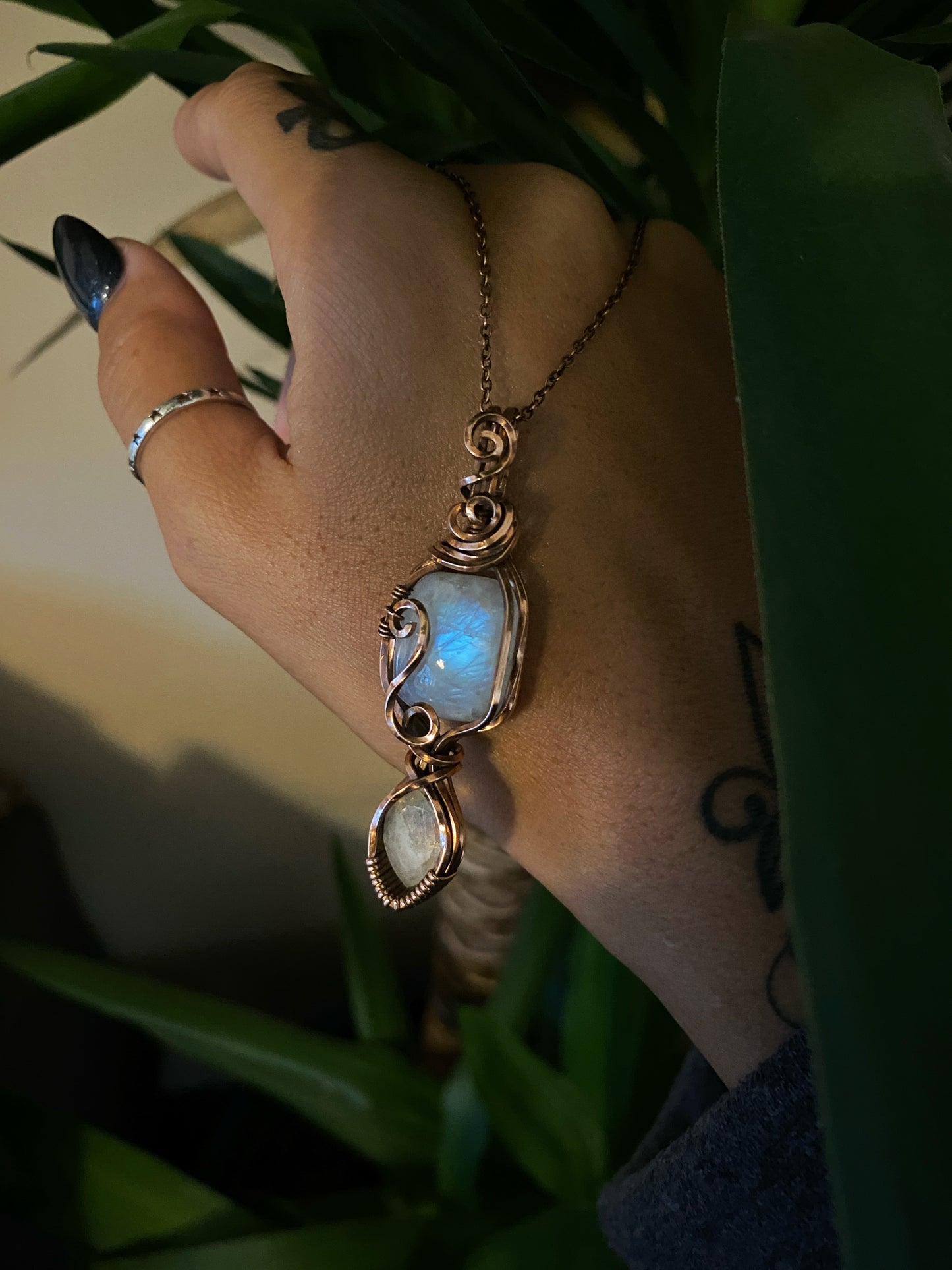 Double Rainbow Moonstone Necklace