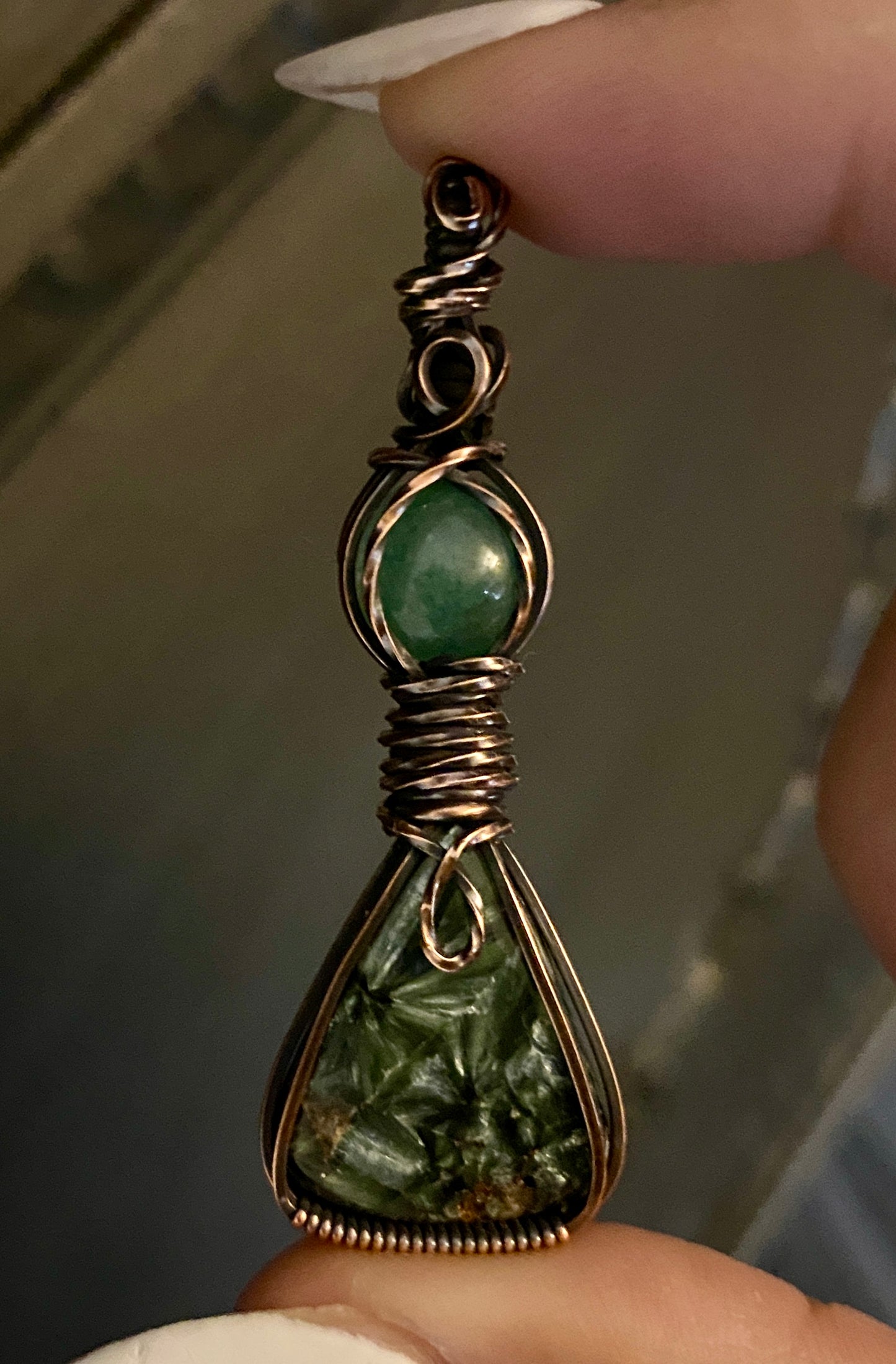 Seraphinite & Green Aventurine Copper Necklace