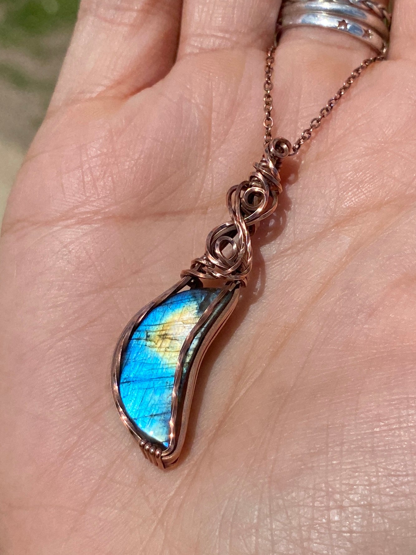 Crescent Moon Labradorite Necklace