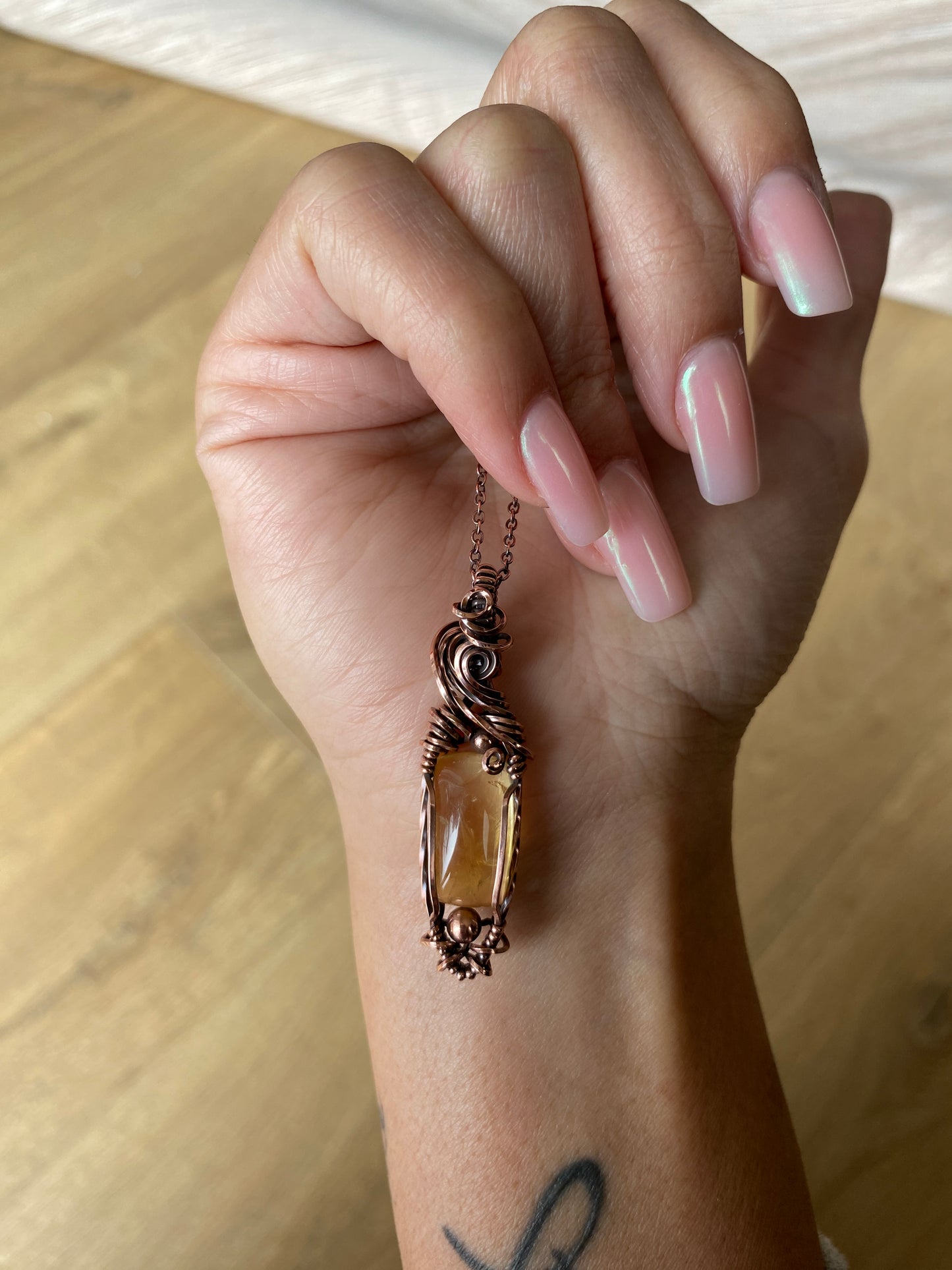 Citrine Solid Copper Necklace